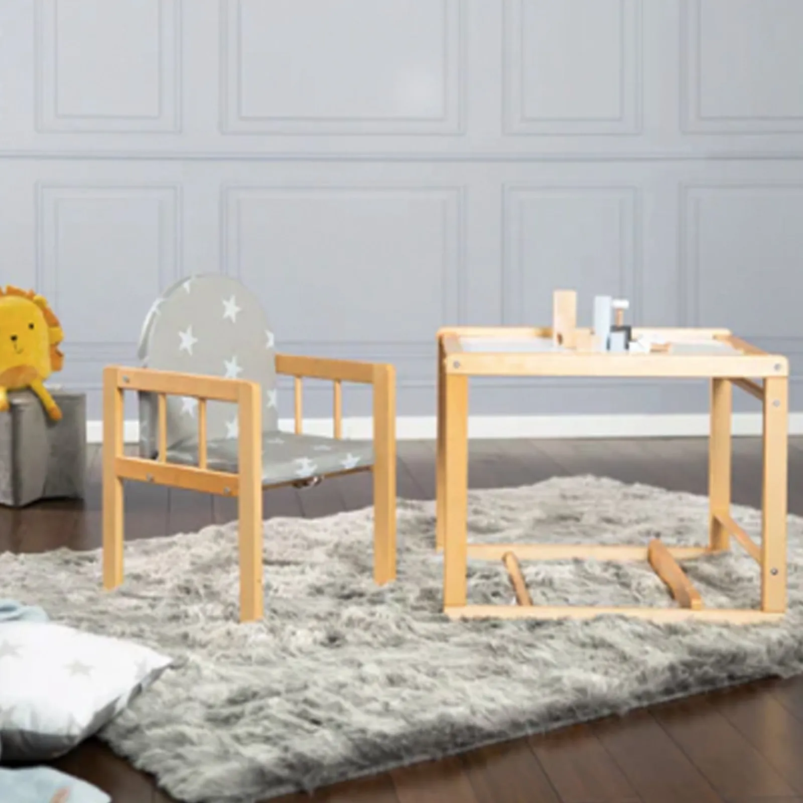 Little Helper High Chairs (wooden) | High Chairs (combination) | 2-in-1 Wood Combination Baby High Chair | Table & Chair Set | Natural | 6m+
