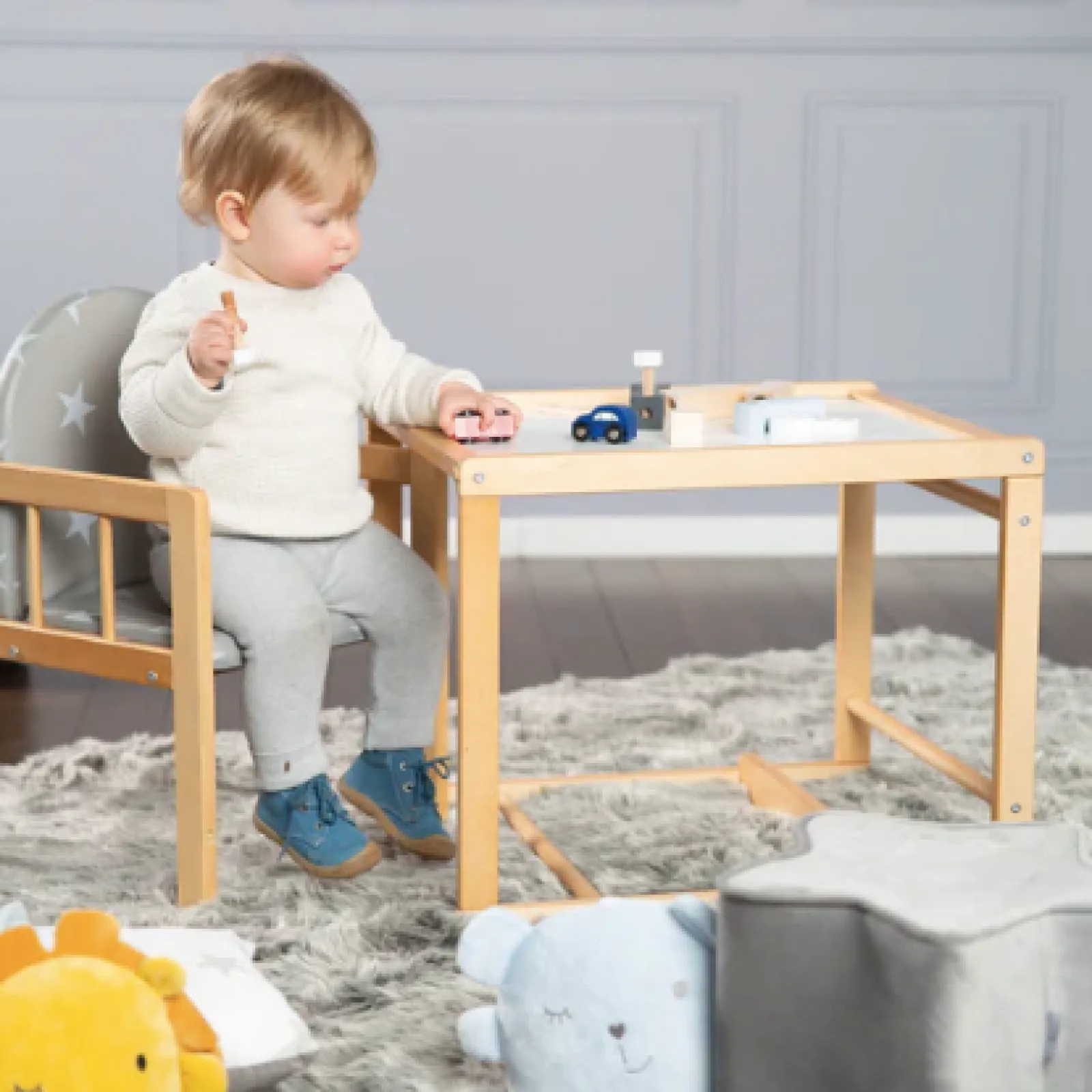 Little Helper High Chairs (wooden) | High Chairs (combination) | 2-in-1 Wood Combination Baby High Chair | Table & Chair Set | Natural | 6m+