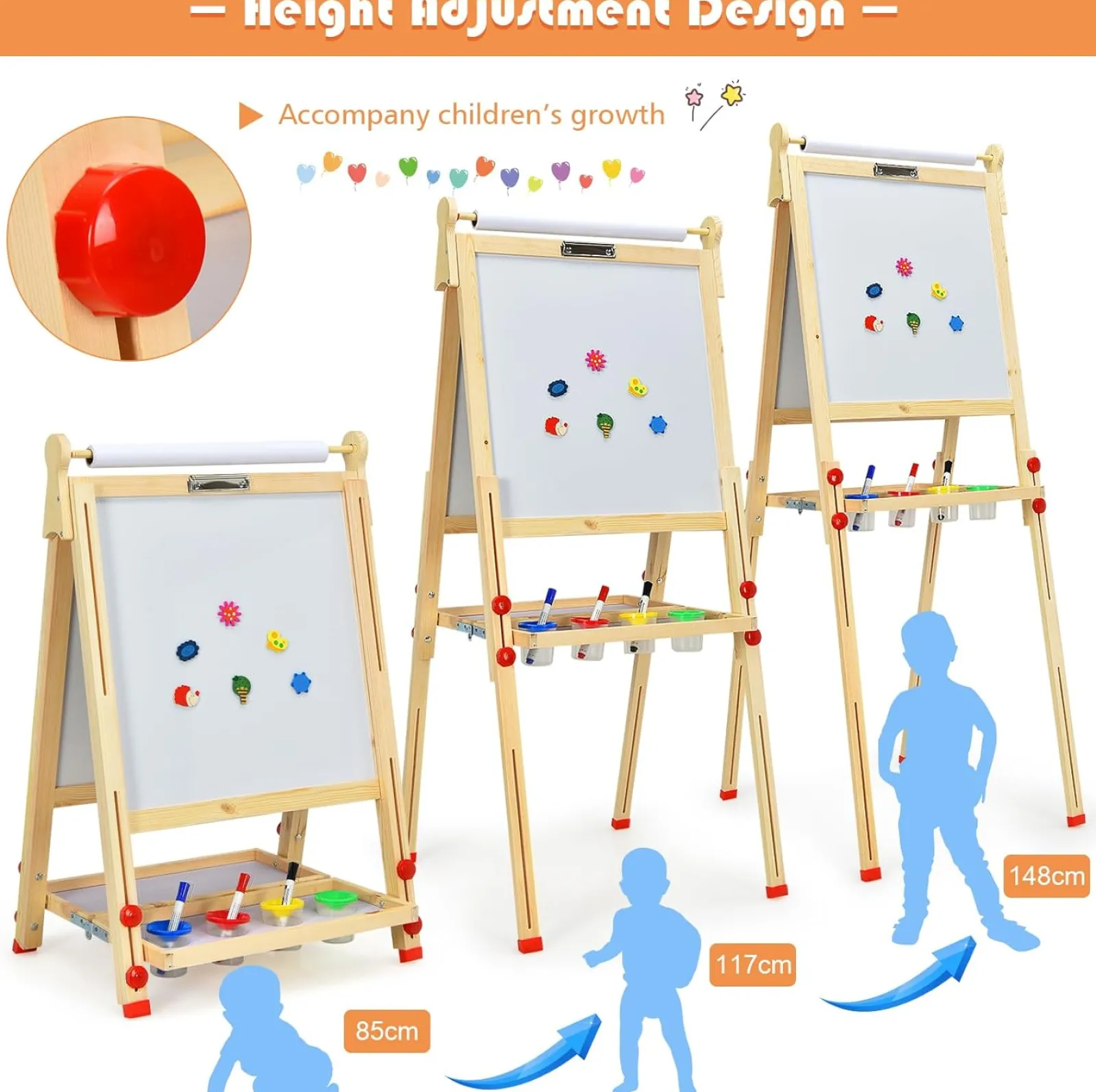 Little Helper Easels & Accessories | Kids Easels & Accessories | 3-in-1 Wooden Height Adjustable Kids Art Easel | Paper Roller | Blackboard & Magnetic Whiteboard | 3 Years+
