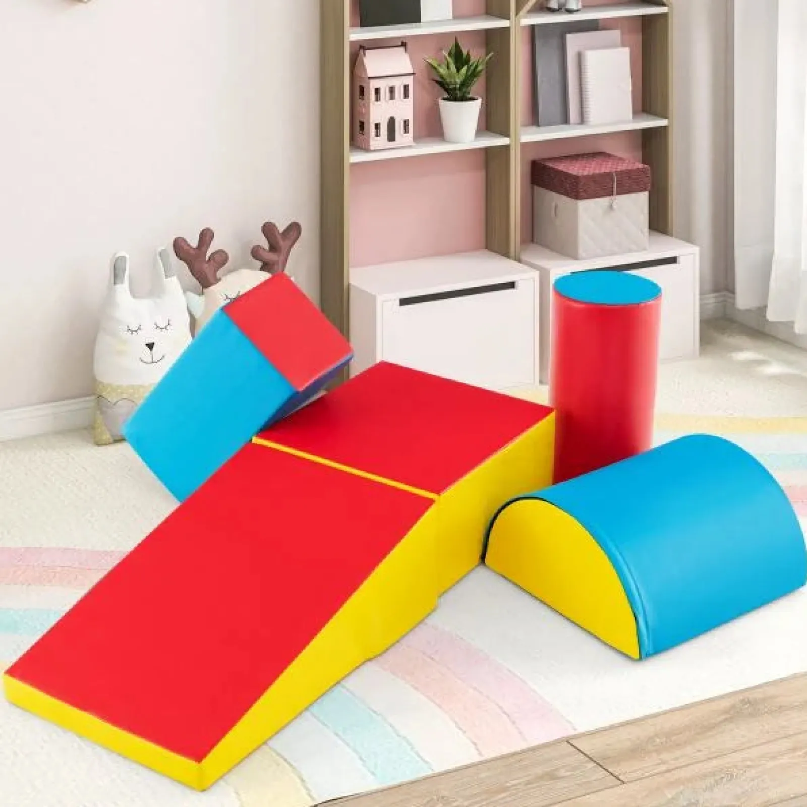 Little Helper Swing & Slide Sets & Garden Play & Trampolines | Kids Climbing Frames & Activity Toys | Indoor 5 Piece Montessori Soft Play Equipment | Foam Play Set | Primary Colours | 6 months+