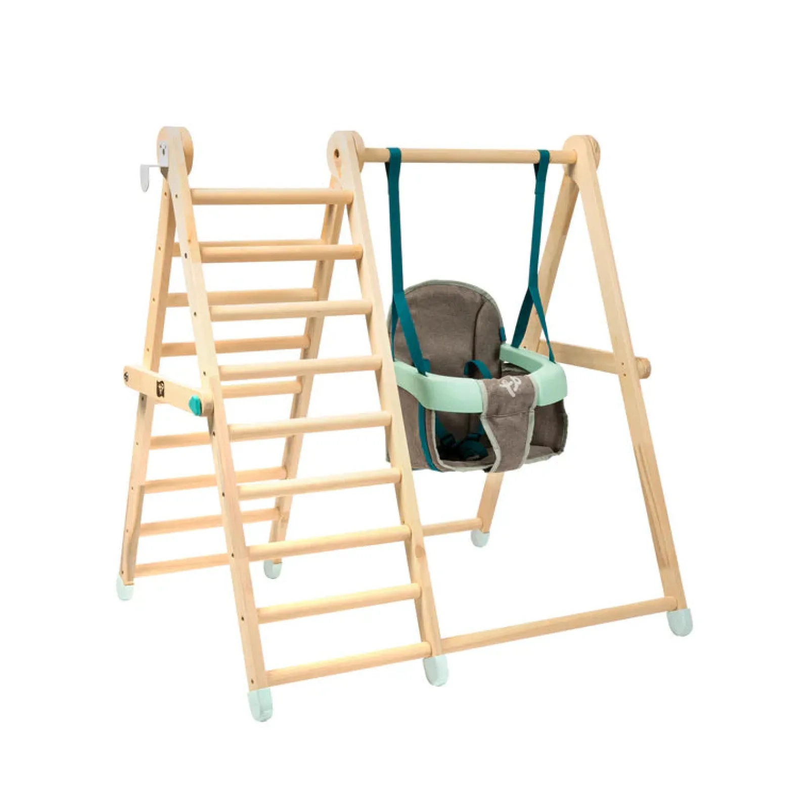 Little Helper Swing & Slide Sets & Garden Play & Trampolines | Kids Climbing Frames & Activity Toys | Indoor Folding Eco FSC Wood Montessori & Pikler Climbing Gym with Swing | Natural | 6m/18m+