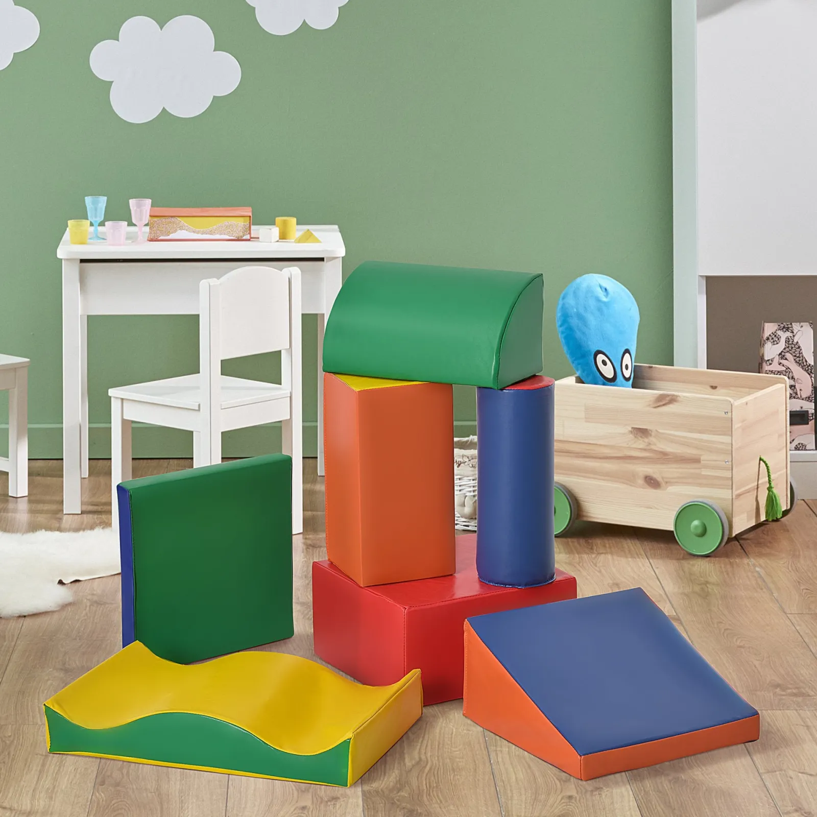 Little Helper Swing & Slide Sets & Garden Play & Trampolines | Kids Climbing Frames & Activity Toys | Indoor Soft Play Equipment | Montessori 7 Piece Foam Play Set | Primary Colours | 1-3 years
