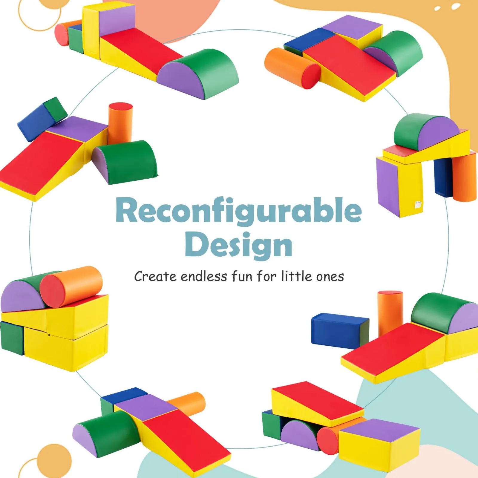 Little Helper Kids Climbing Frames & Activity Toys | Montessori Toys & Products | Indoor Soft Play Equipment | Montessori 5 Piece Foam Play Set | Soft Play Slide | Multi coloured 9m -3 years