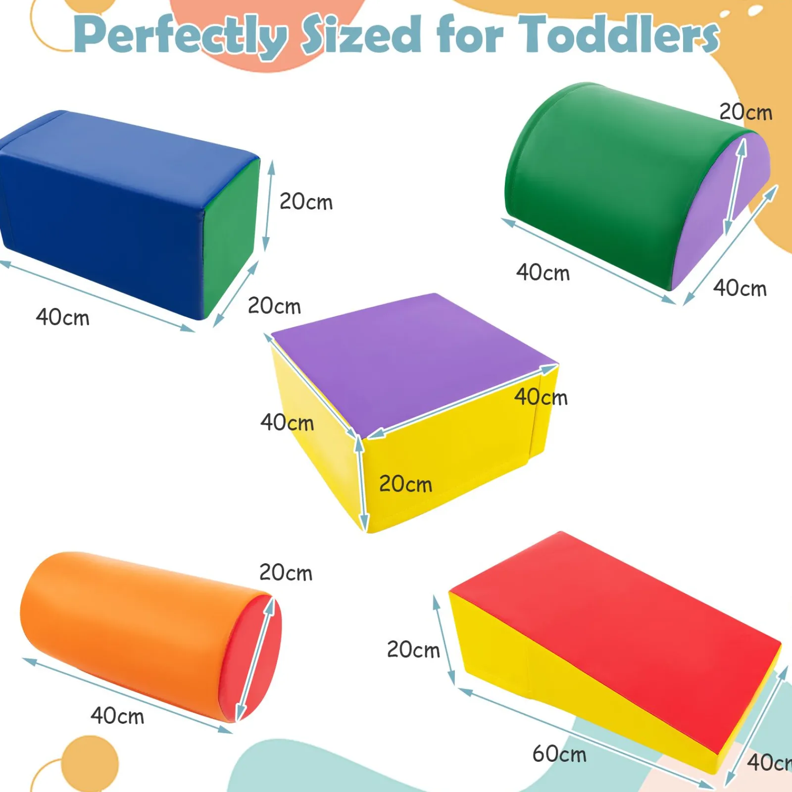 Little Helper Kids Climbing Frames & Activity Toys | Montessori Toys & Products | Indoor Soft Play Equipment | Montessori 5 Piece Foam Play Set | Soft Play Slide | Multi coloured 9m -3 years