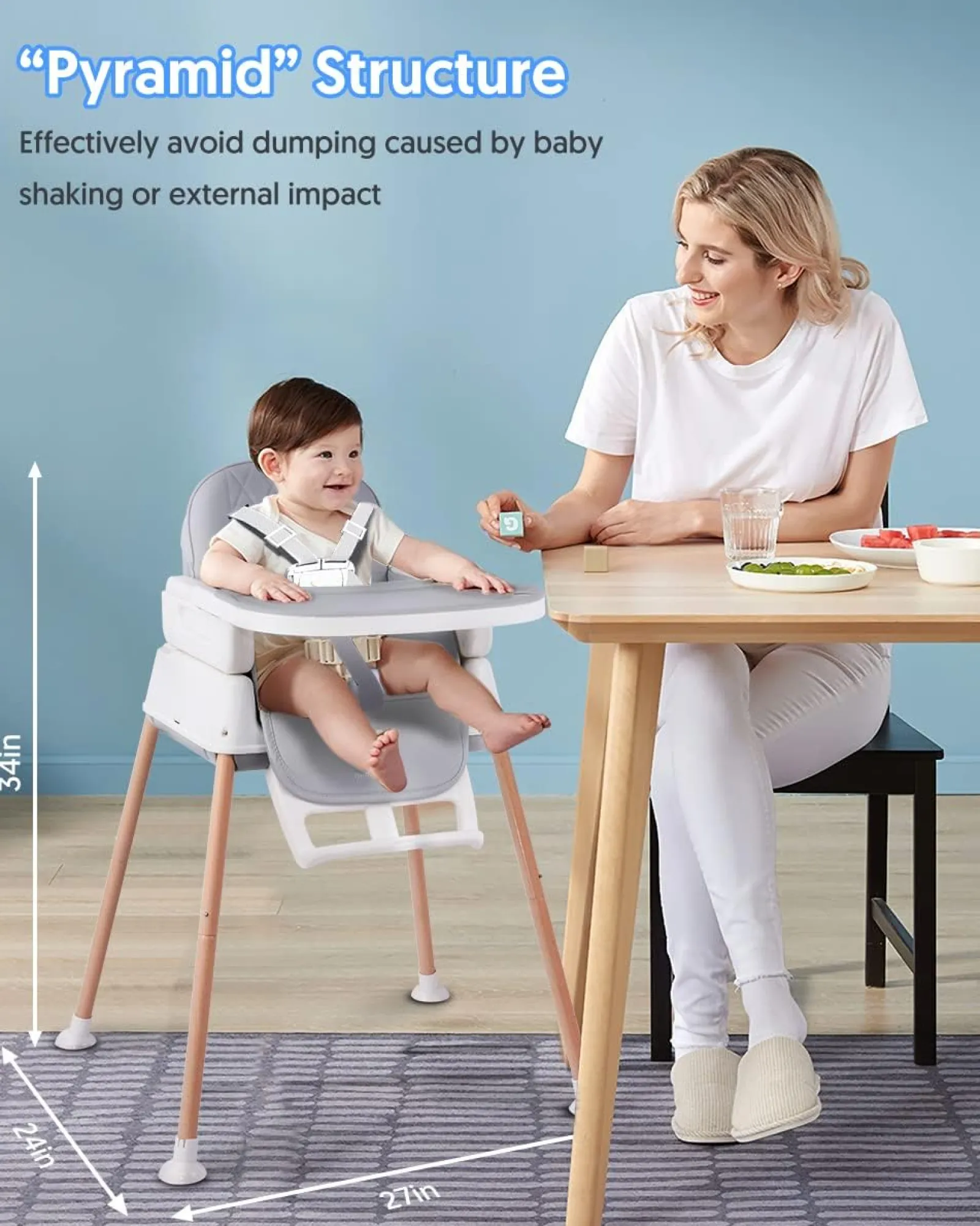 Little Helper High Chairs (plastic) | High Chairs (combination) | Infants 3 in 1 Multifunctional Highchair | Adjustable | Portable | Grey | 6 months +