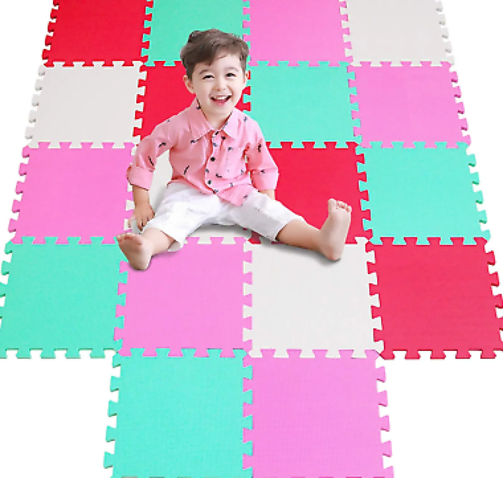 Little Helper Montessori Toys & Products | Baby Playpens | Interlocking Montessori 18 Thick Foam Play Mats | Jigsaw Mats for Baby Playpens and Playrooms | Grey, Pink & White