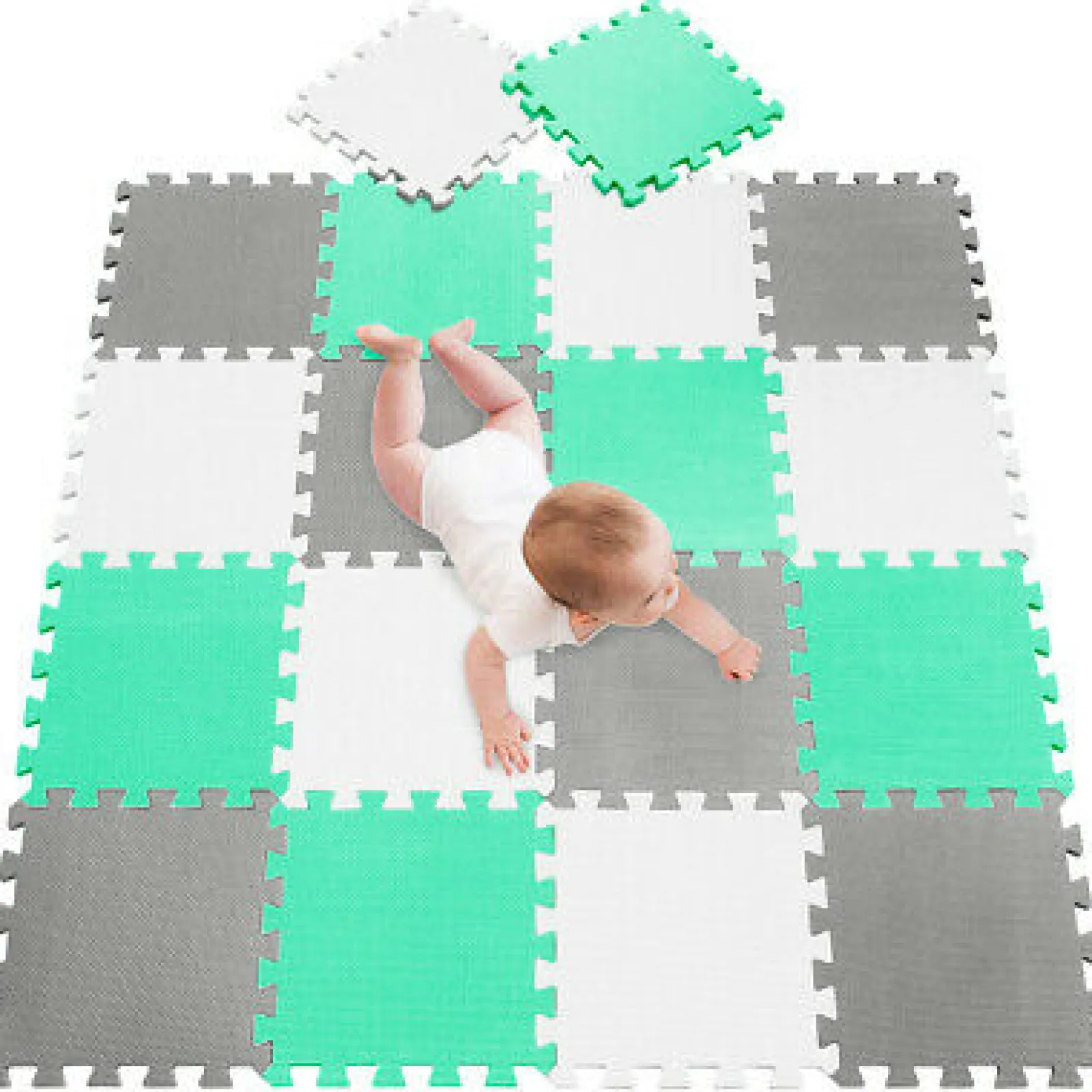 Little Helper Montessori Toys & Products | Baby Playpens | Interlocking Montessori 18 Thick Foam Play Mats | Jigsaw Mats for Baby Playpens and Playrooms | Grey, Pink & White