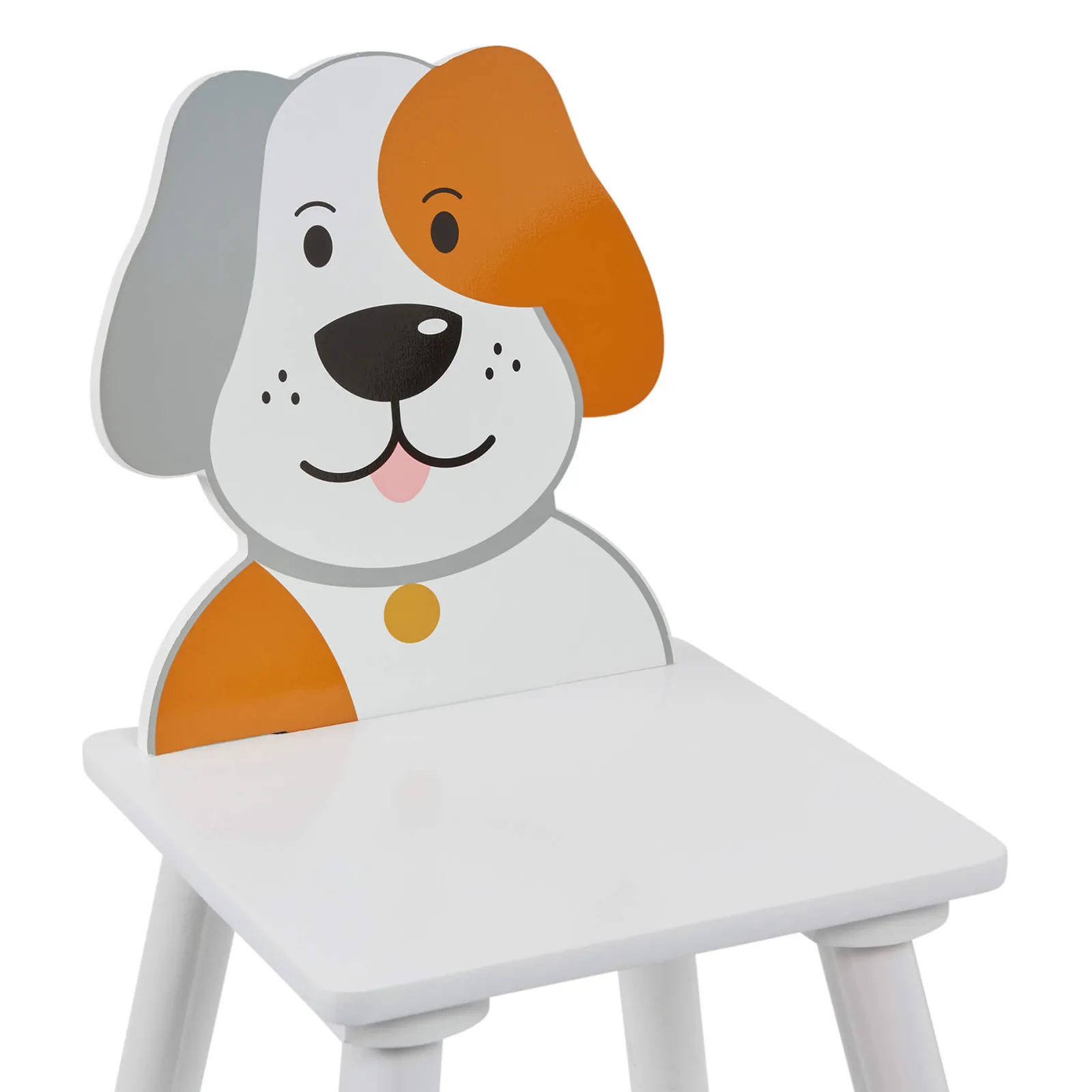 Little Helper Table & Chairs (wooden) | Kids | Children's Wooden Table and Chair Set for 2 | White | Cat & Dog Design