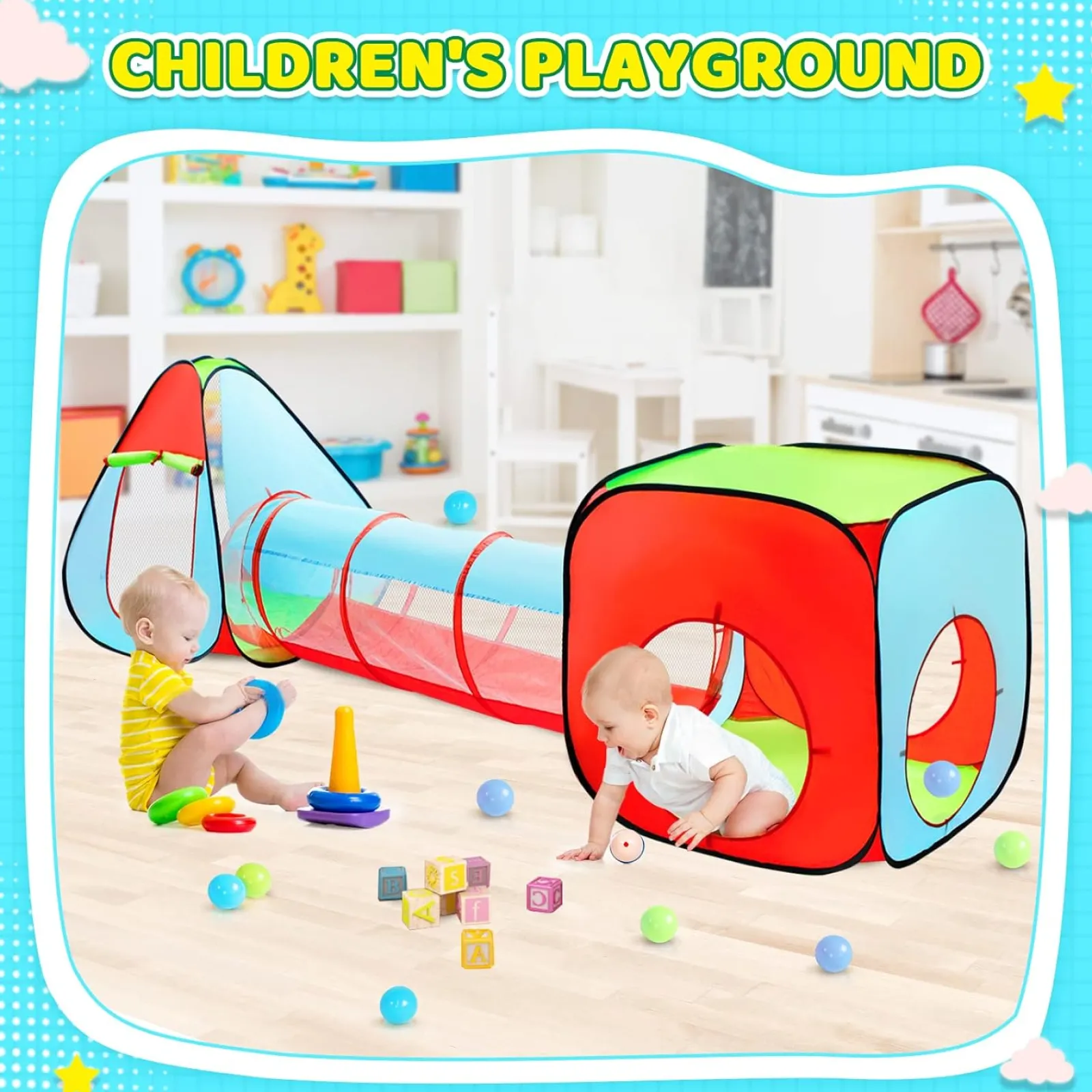 Little Helper Kids Climbing Frames & Activity Toys | Ball Pits & Ball Pools | Kids 3 Part Play Tent with Ball Pit | Play Tunnel & Teepee Tent | Pop Up Playhouse | Den