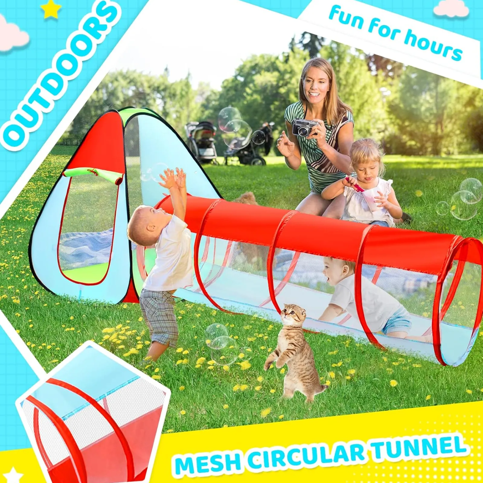 Little Helper Kids Climbing Frames & Activity Toys | Ball Pits & Ball Pools | Kids 3 Part Play Tent with Ball Pit | Play Tunnel & Teepee Tent | Pop Up Playhouse | Den