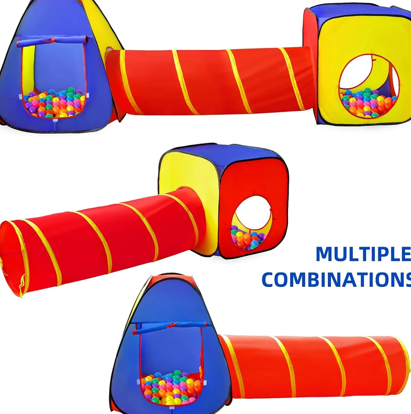 Little Helper Kids Climbing Frames & Activity Toys | Ball Pits & Ball Pools | Kids 3 Part Play Tent with Ball Pit | Play Tunnel & Teepee Tent | Pop Up Playhouse | Den