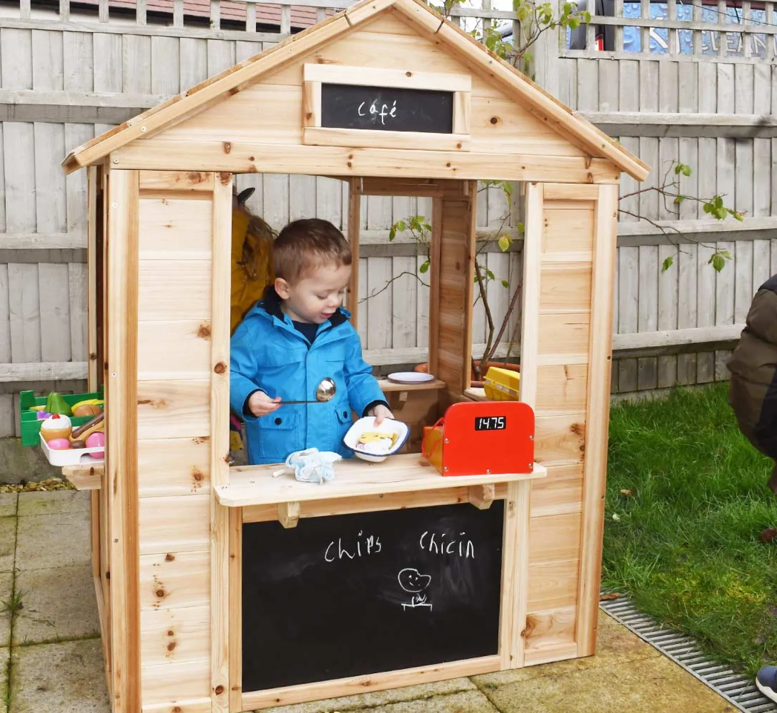 Little Helper Role Play Toys & Pretend Play | Playhouses, Teepees & Dens | Kids Beautifully Crafted Montessori Natural Wooden Playhouse | Cafe | Shop | 18m+