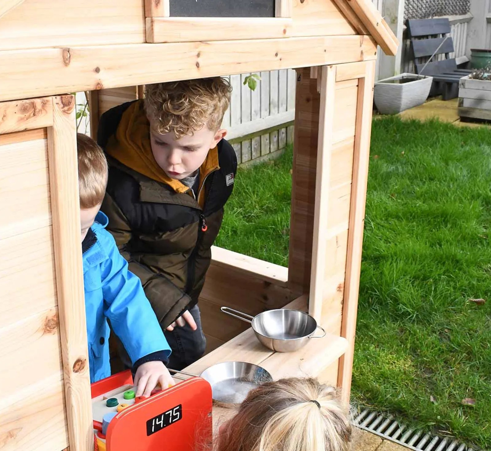 Little Helper Role Play Toys & Pretend Play | Playhouses, Teepees & Dens | Kids Beautifully Crafted Montessori Natural Wooden Playhouse | Cafe | Shop | 18m+