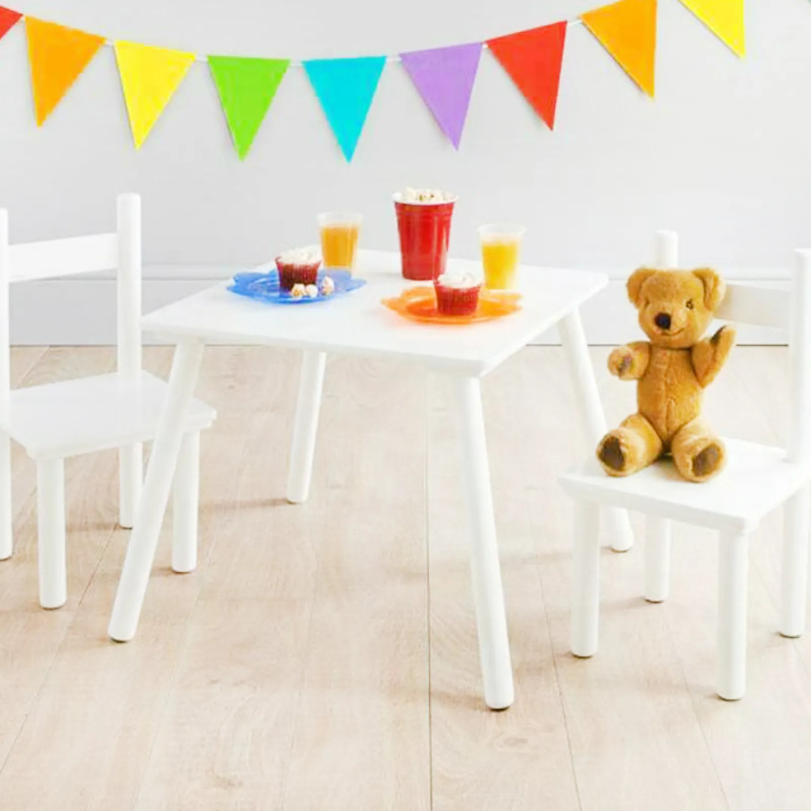 Little Helper Table & Chairs (wooden) | Kids Contemporary White Wooden Table and Chairs Set | 3 years+
