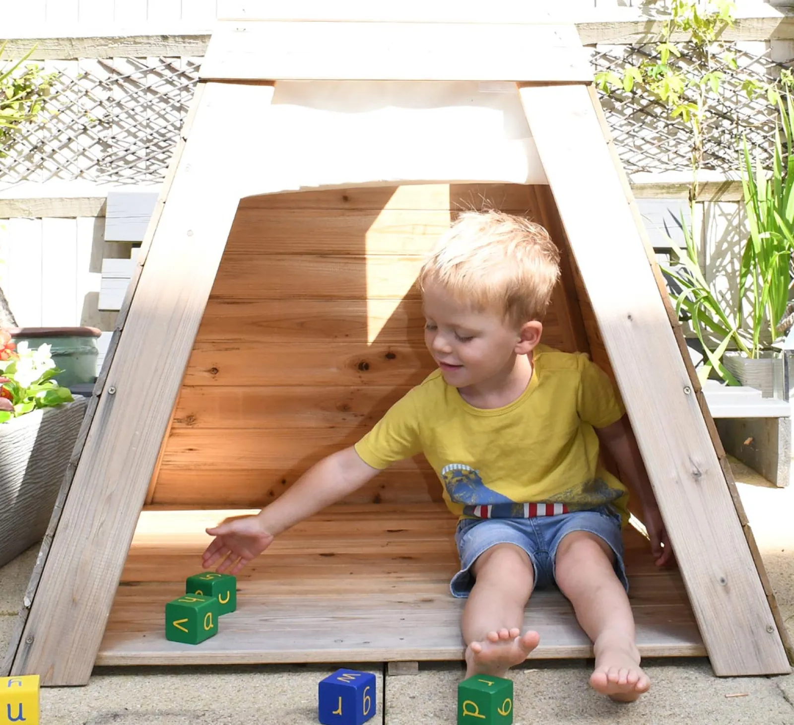 Little Helper Role Play Toys & Pretend Play | Montessori Toys & Products | Kids Eco Conscious Strong & Sturdy Montessori Teepee | Wooden Playhouse or Den with Door & Windows | 1.55m High