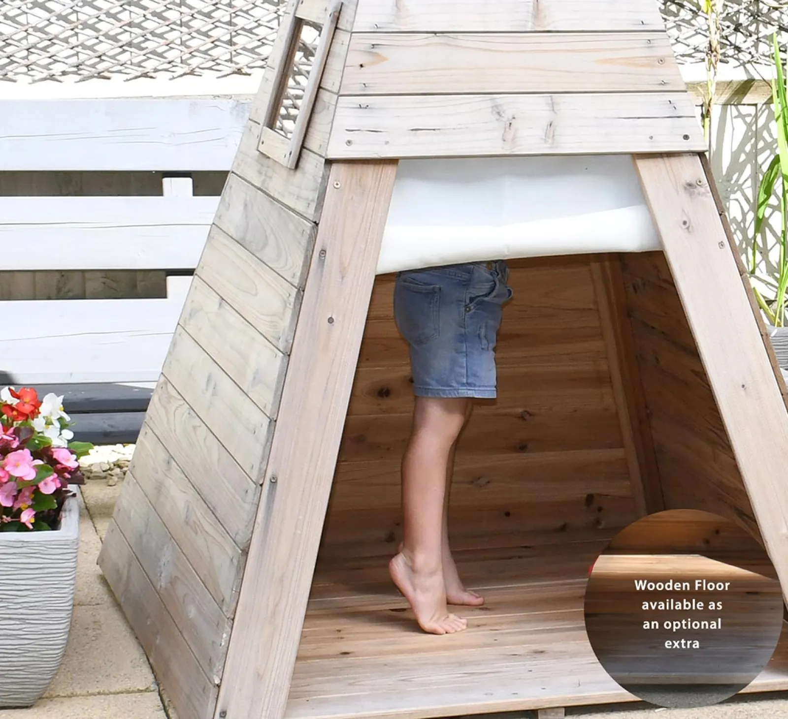 Little Helper Role Play Toys & Pretend Play | Montessori Toys & Products | Kids Eco Conscious Strong & Sturdy Montessori Teepee | Wooden Playhouse or Den with Door & Windows | 1.55m High