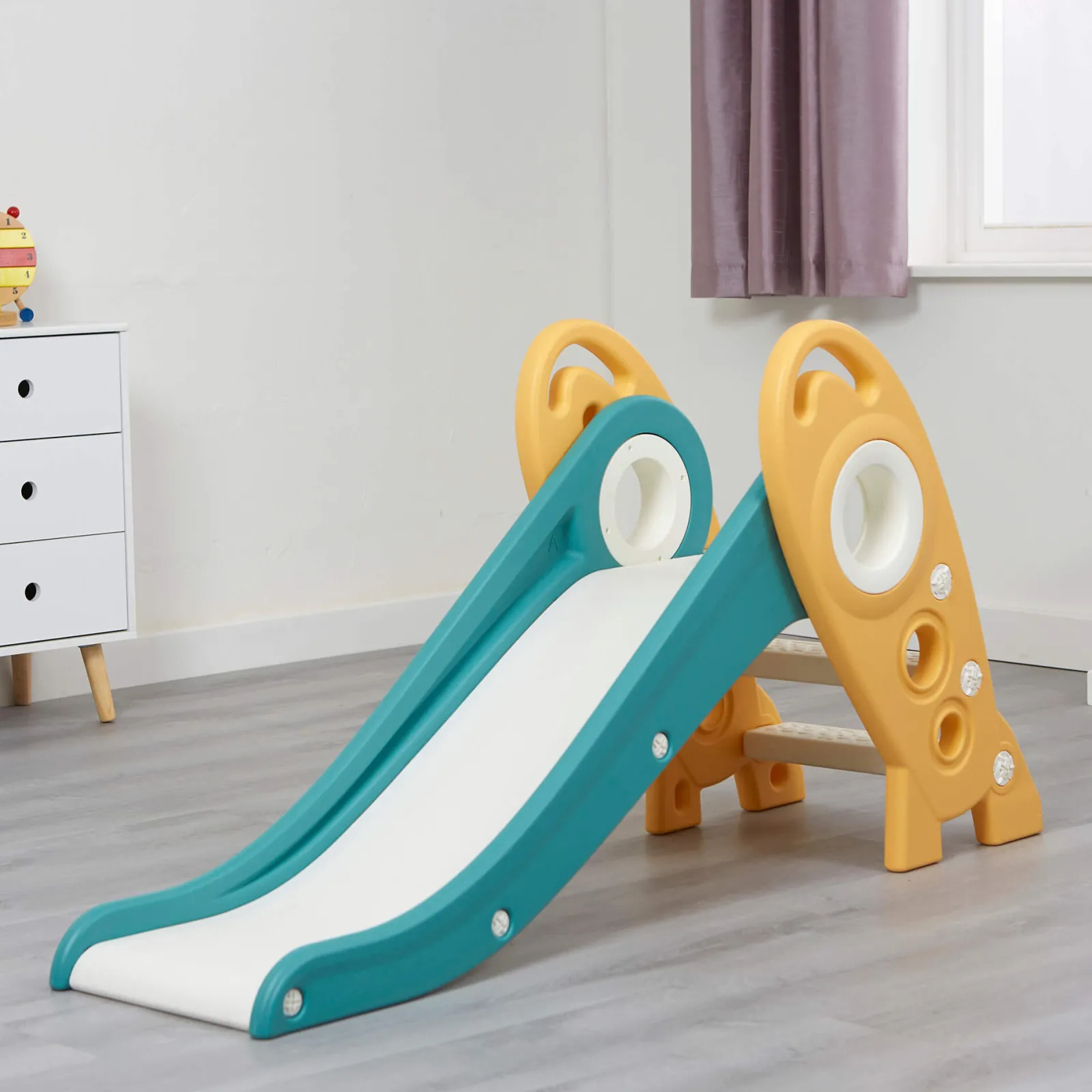 Little Helper Swing & Slide Sets & Garden Play & Trampolines | Kids Climbing Frames & Activity Toys | Kids Folding Montessori Slide | Eco Conscious Rocket Slide | Indoors & Outdoors | Multi Coloured | 24m+