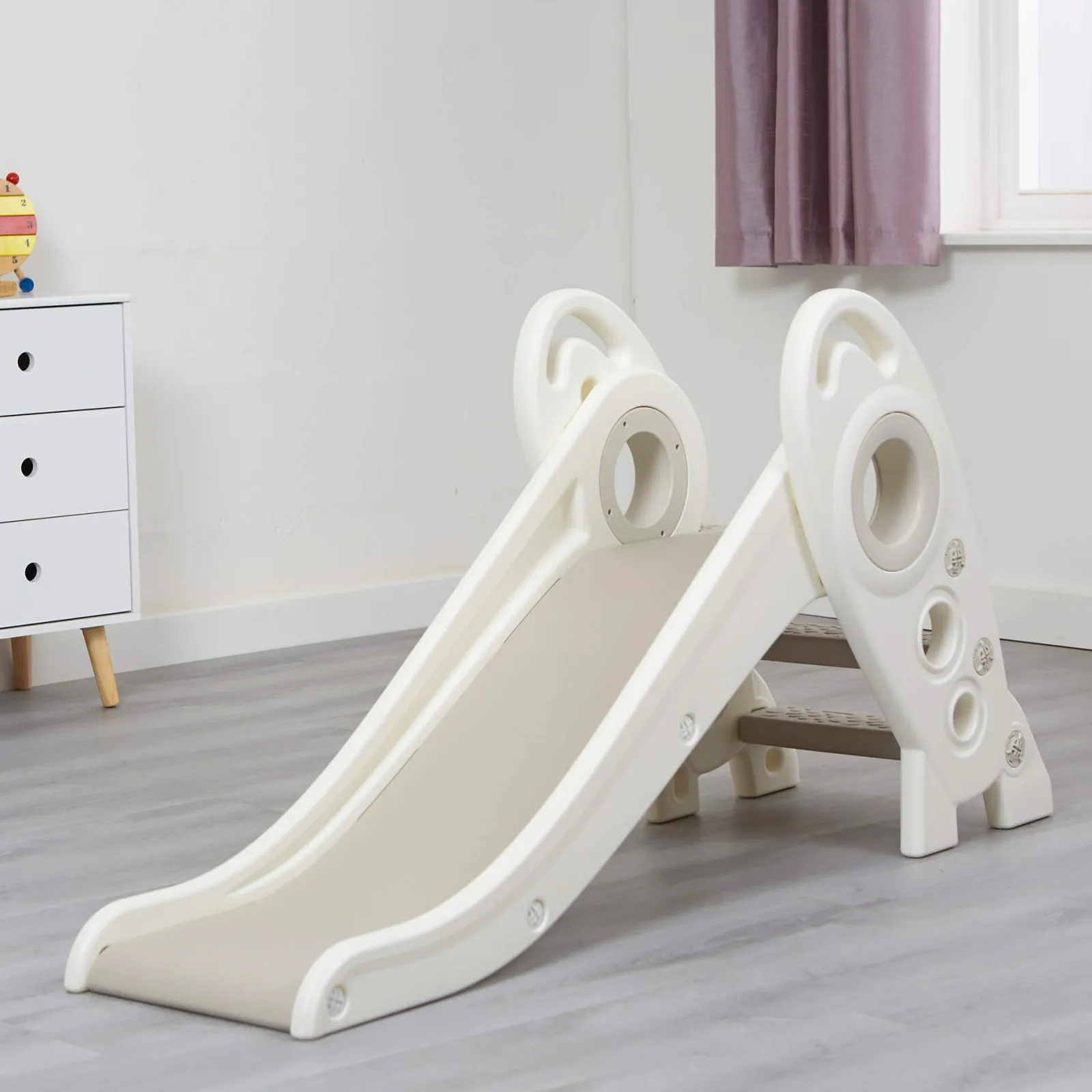 Little Helper Swing & Slide Sets & Garden Play & Trampolines | Kids Climbing Frames & Activity Toys | Kids Folding Montessori Slide | Eco Conscious Rocket Slide | Indoors & Outdoors | White & Grey | 24m+