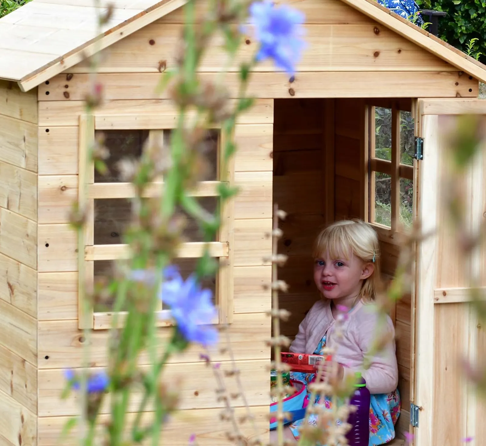 Little Helper Role Play Toys & Pretend Play | Playhouses, Teepees & Dens | Kids Heavy Duty Beautifully Crafted Montessori Natural Fir Outdoor Wooden Playhouse | Wendy House | 18m+
