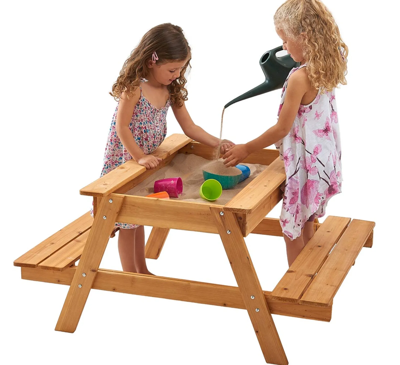Little Helper Sand & Water Table & Sandpits & Mud Kitchens | Kids Heavy duty 3-in-1 Pre-Treated Eco Conscious Wooden Sandpit and Picnic Bench with Cover | 1 Year+
