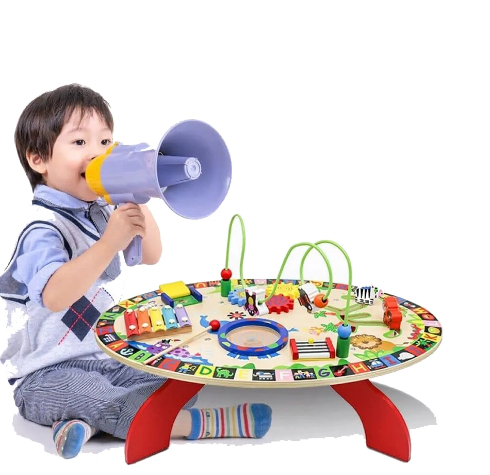 Little Helper Wooden Toys & Educational Toys | Activity Toys | Kid's 7-in-1 Montessori Busy Board | Activity Table | Bead Maze | Xylophone | 18m+