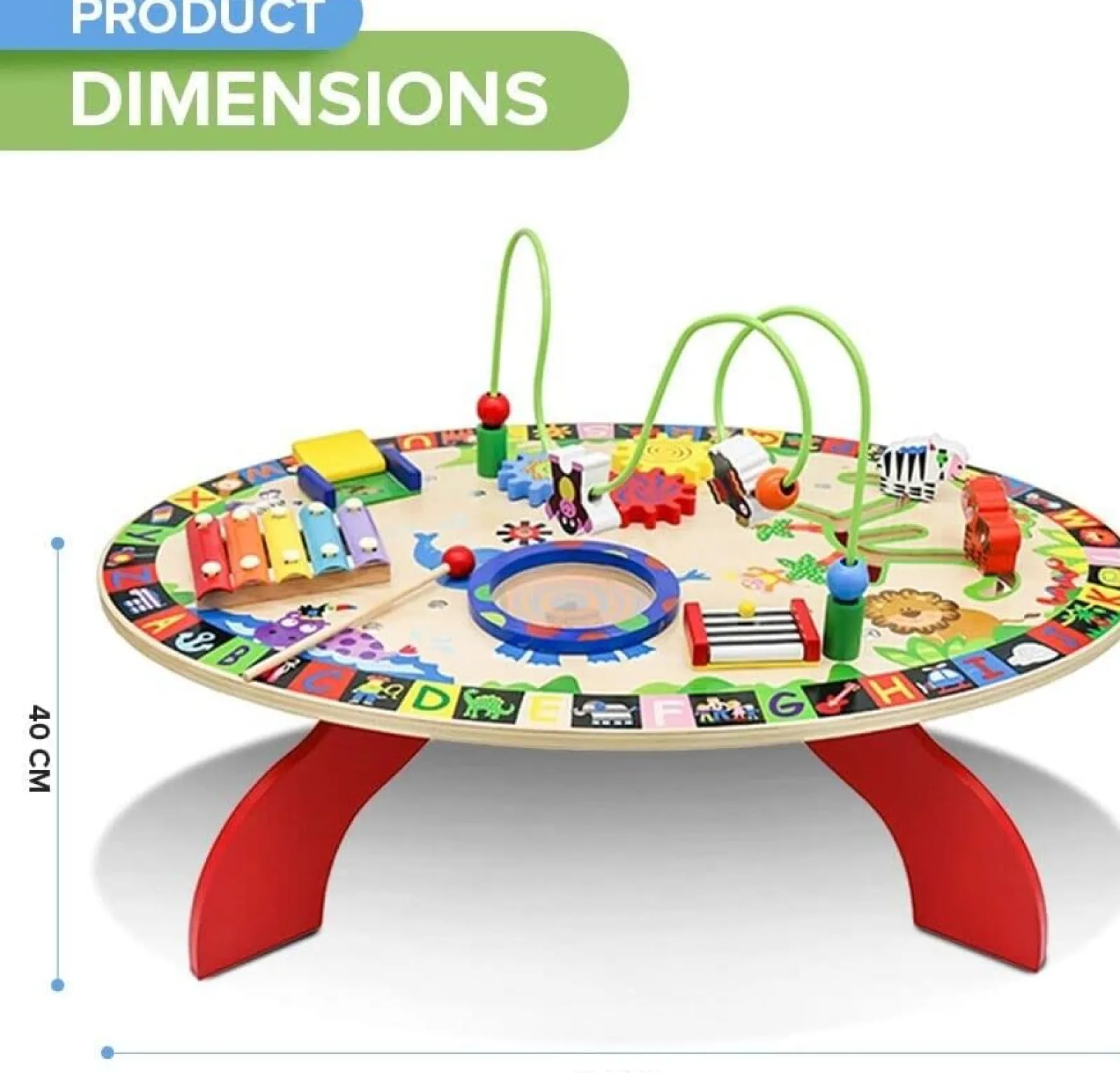 Little Helper Wooden Toys & Educational Toys | Activity Toys | Kid's 7-in-1 Montessori Busy Board | Activity Table | Bead Maze | Xylophone | 18m+