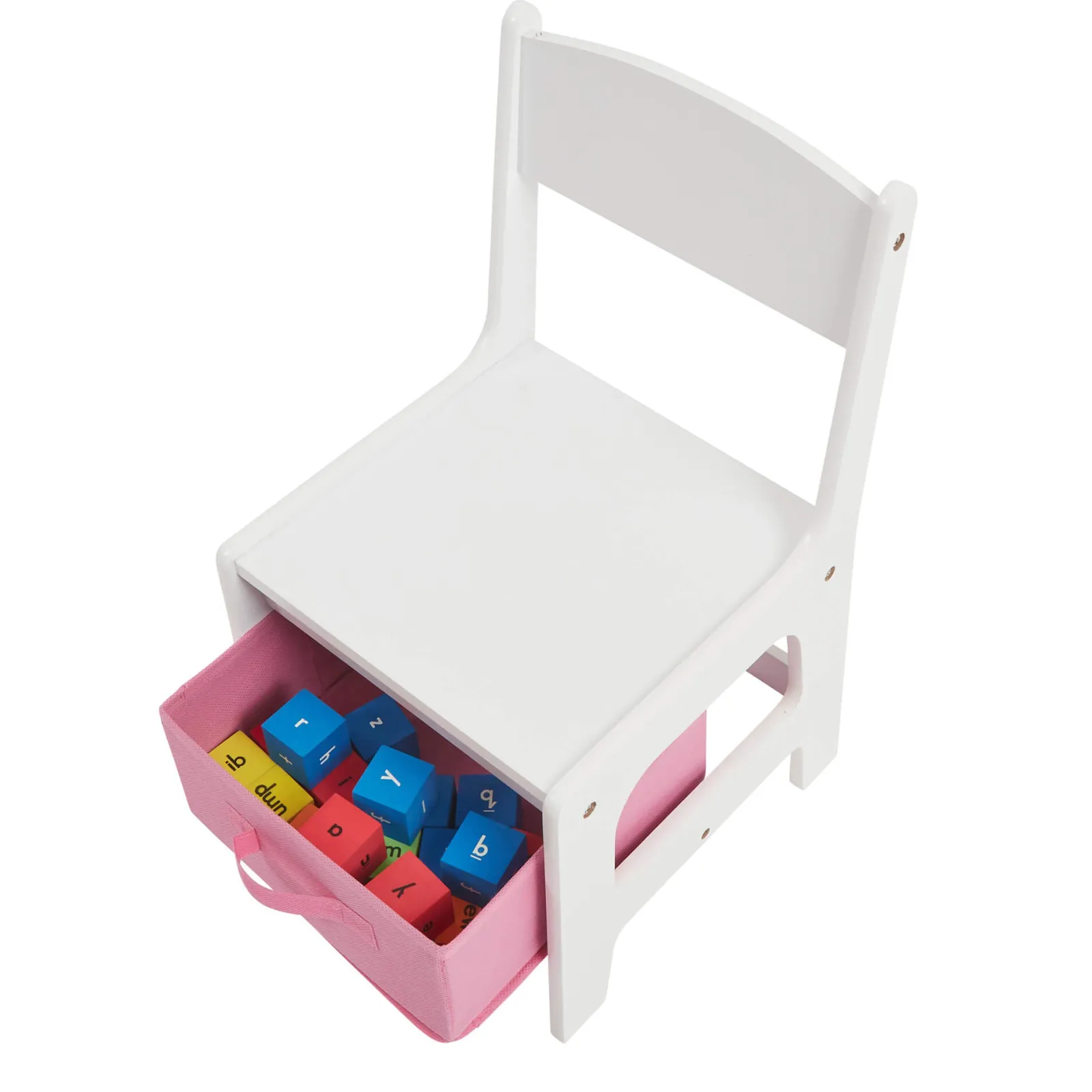 Little Helper Montessori Toys & Products | Table & Chairs (wooden) | Kids 4-in-1 Montessori Table & Chairs | Reversible Top | Blackboard | Pink Storage Drawers