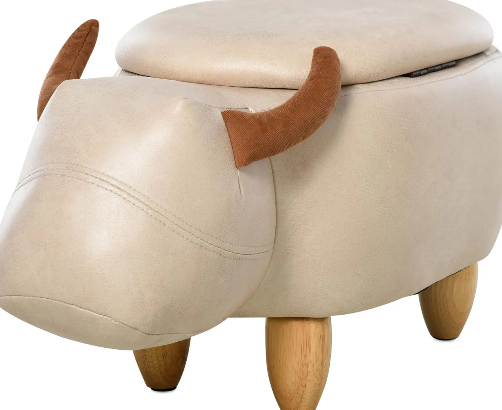 Little Helper Chairs & Stools | Toy Box & Blanket Box | Kids 4-in-1 Stool, Storage Box, Footrest & Seat | Toy Box | Cute Bison Animal Design