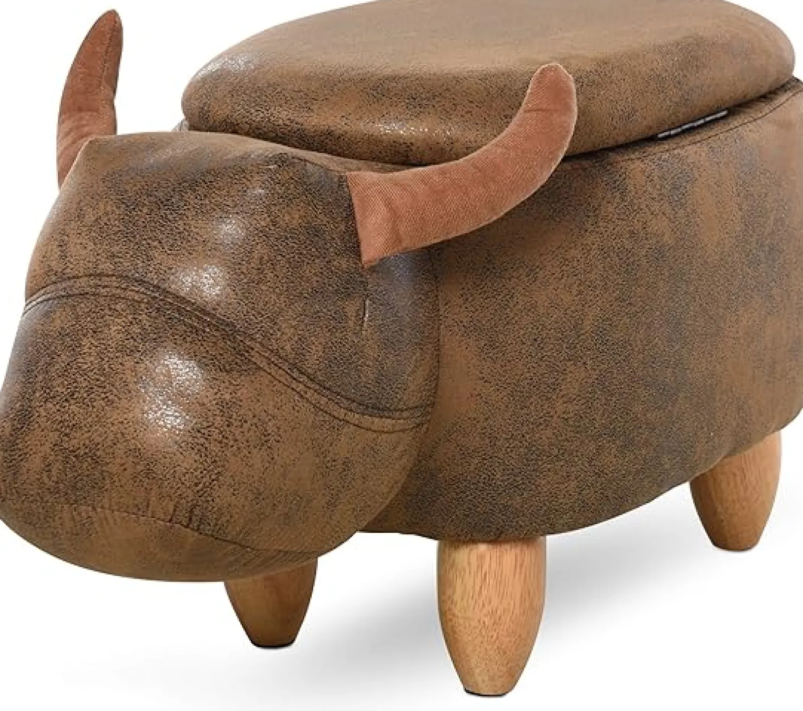 Little Helper Chairs & Stools | Toy Box & Blanket Box | Kids 4-in-1 Stool, Storage Box, Footrest & Seat | Toy Box | Cute Bison Animal Design