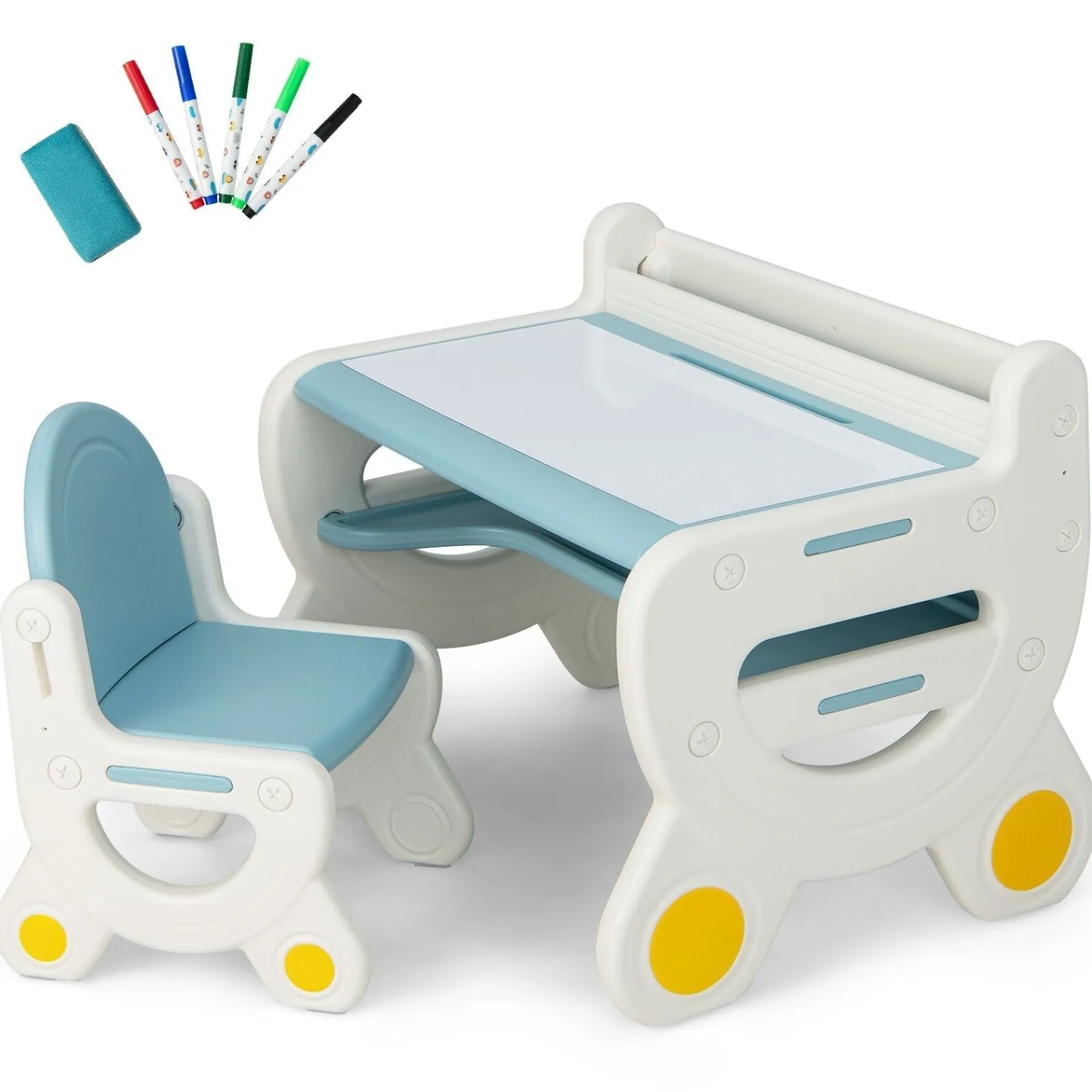 Little Helper Toy Storage Units | Toy Storage Units | Kids 2-in-1 Table & Chair Set with Whiteboard Top & Storage | Toddler Activity Table | Eraser & Dry-Wipe Pens