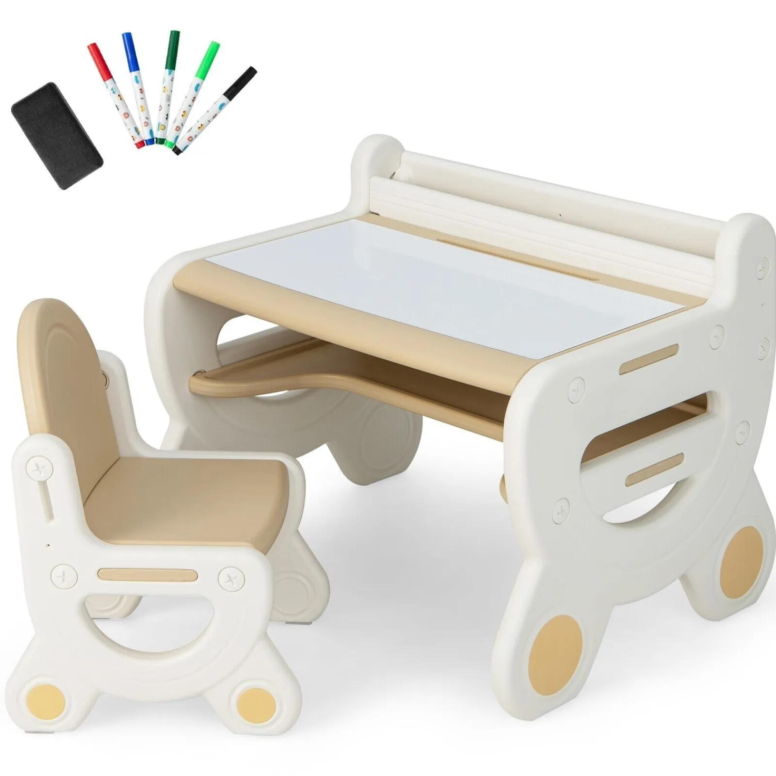 Little Helper Toy Storage Units | Toy Storage Units | Kids 2-in-1 Table & Chair Set with Whiteboard Top & Storage | Toddler Activity Table | Eraser | Dry-Wipe Pens