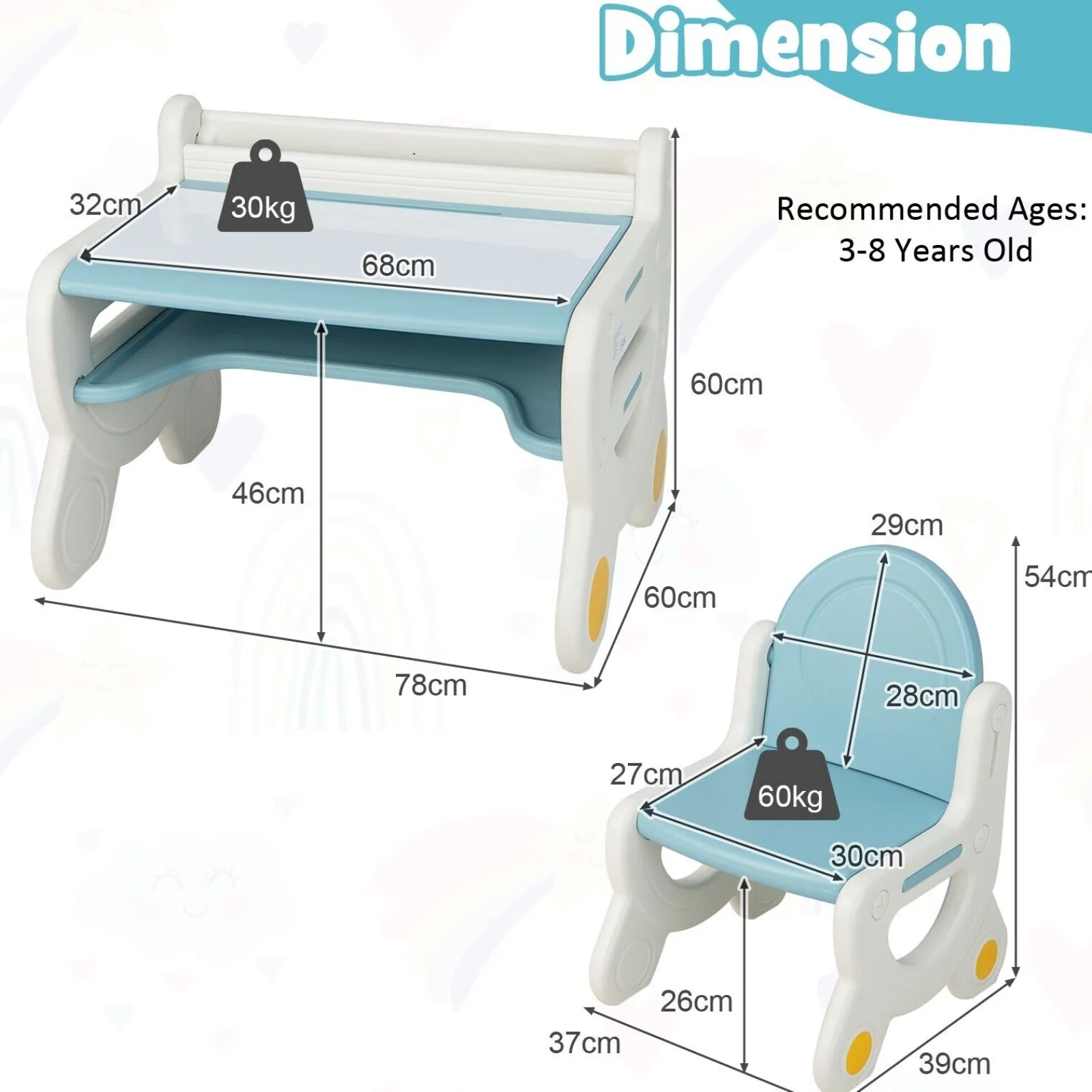 Little Helper Toy Storage Units | Toy Storage Units | Kids 2-in-1 Table & Chair Set with Whiteboard Top & Storage | Toddler Activity Table | Eraser & Dry-Wipe Pens