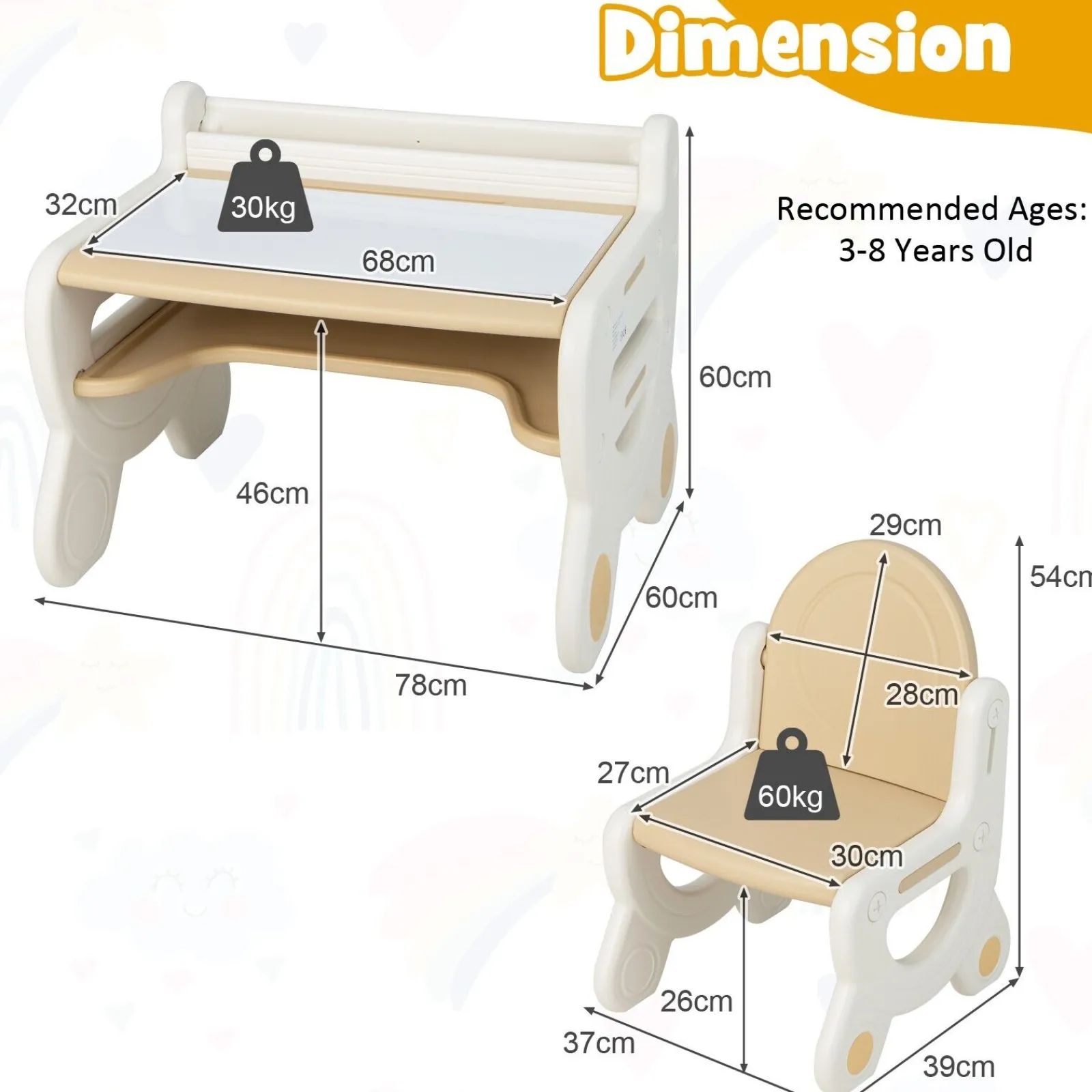 Little Helper Toy Storage Units | Toy Storage Units | Kids 2-in-1 Table & Chair Set with Whiteboard Top & Storage | Toddler Activity Table | Eraser | Dry-Wipe Pens