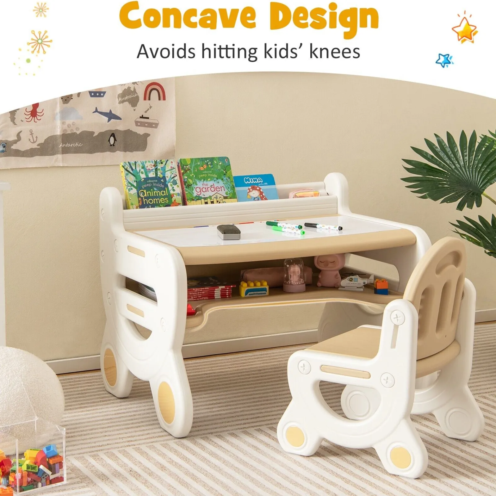 Little Helper Toy Storage Units | Toy Storage Units | Kids 2-in-1 Table & Chair Set with Whiteboard Top & Storage | Toddler Activity Table | Eraser | Dry-Wipe Pens