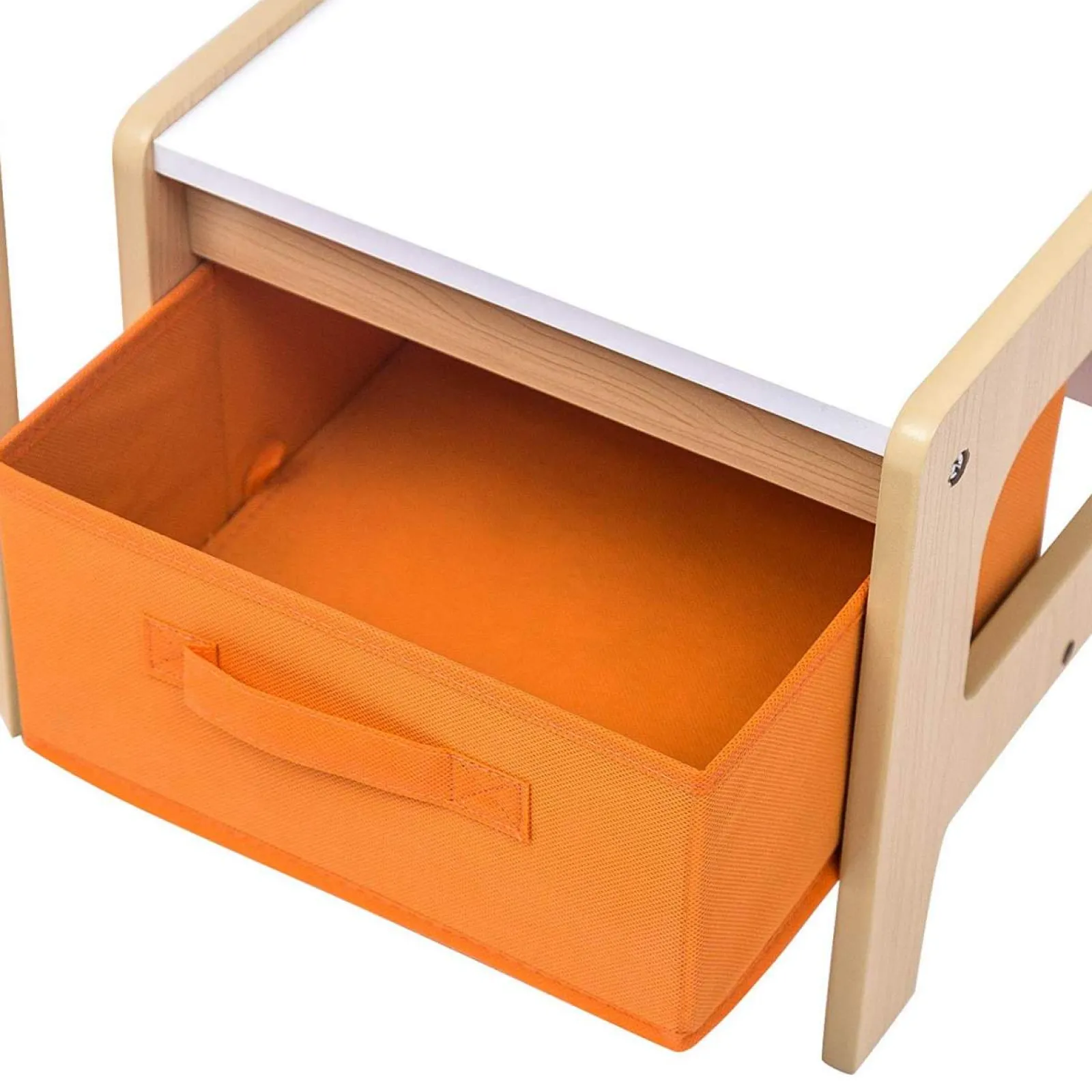 Little Helper Table & Chairs (wooden) | Kids 3-in-1 Table & Chairs | Reversible Top | Blackboard | Orange Storage Drawers