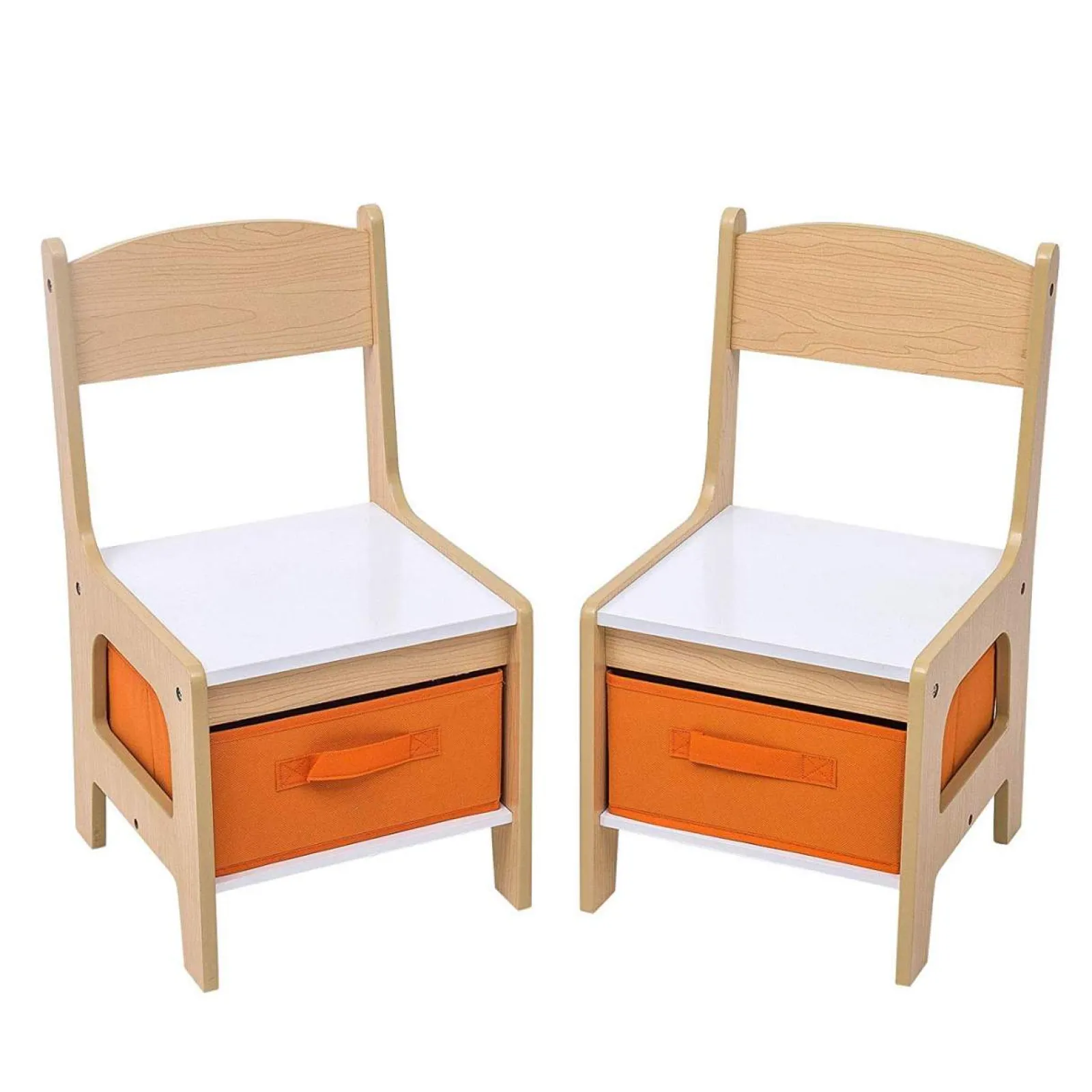 Little Helper Table & Chairs (wooden) | Kids 3-in-1 Table & Chairs | Reversible Top | Blackboard | Orange Storage Drawers
