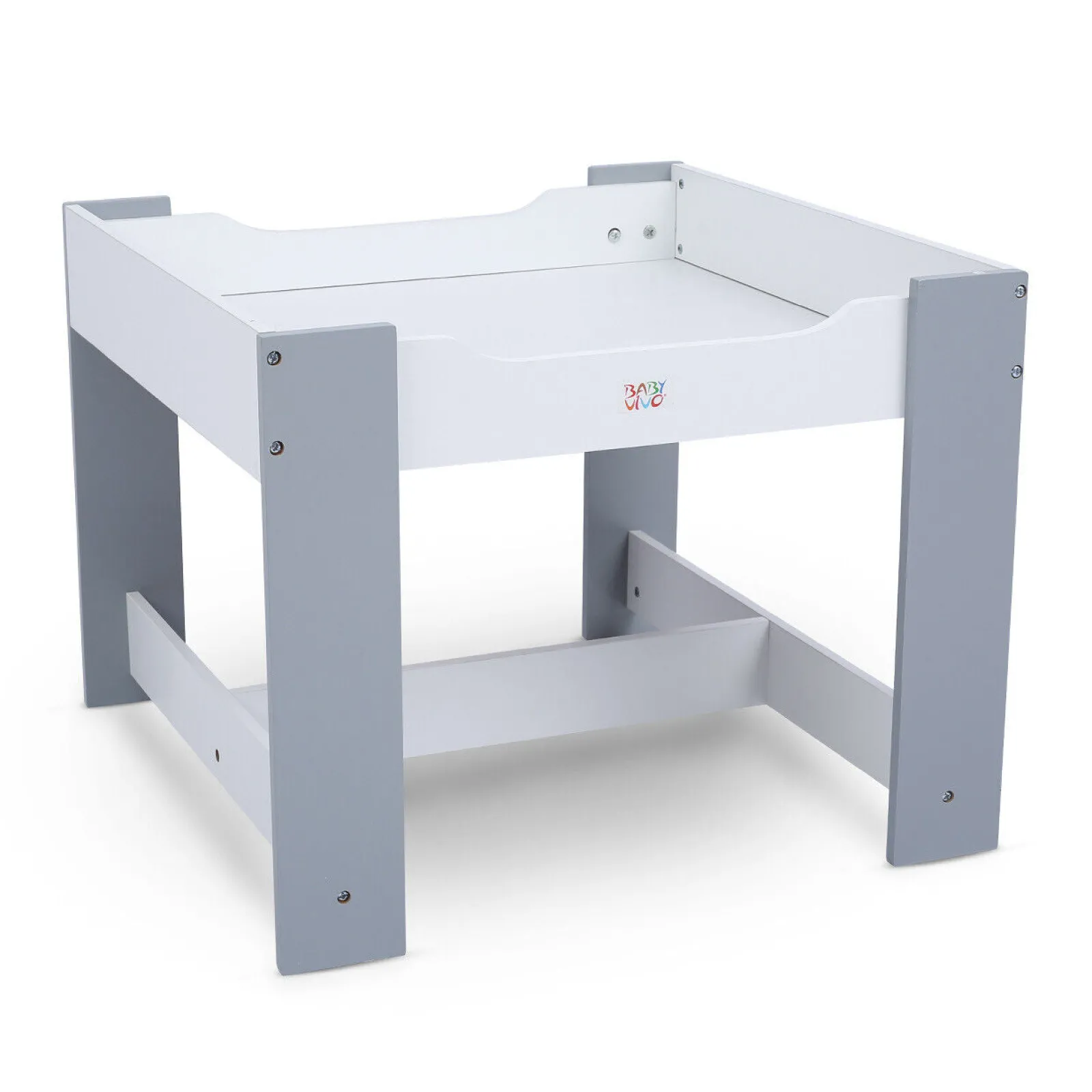 Little Helper Table & Chairs (wooden) | Kids 3-in-1 Table & Chairs | Reversible Top | Blackboard | Whiteboard Grey with Storage Drawers