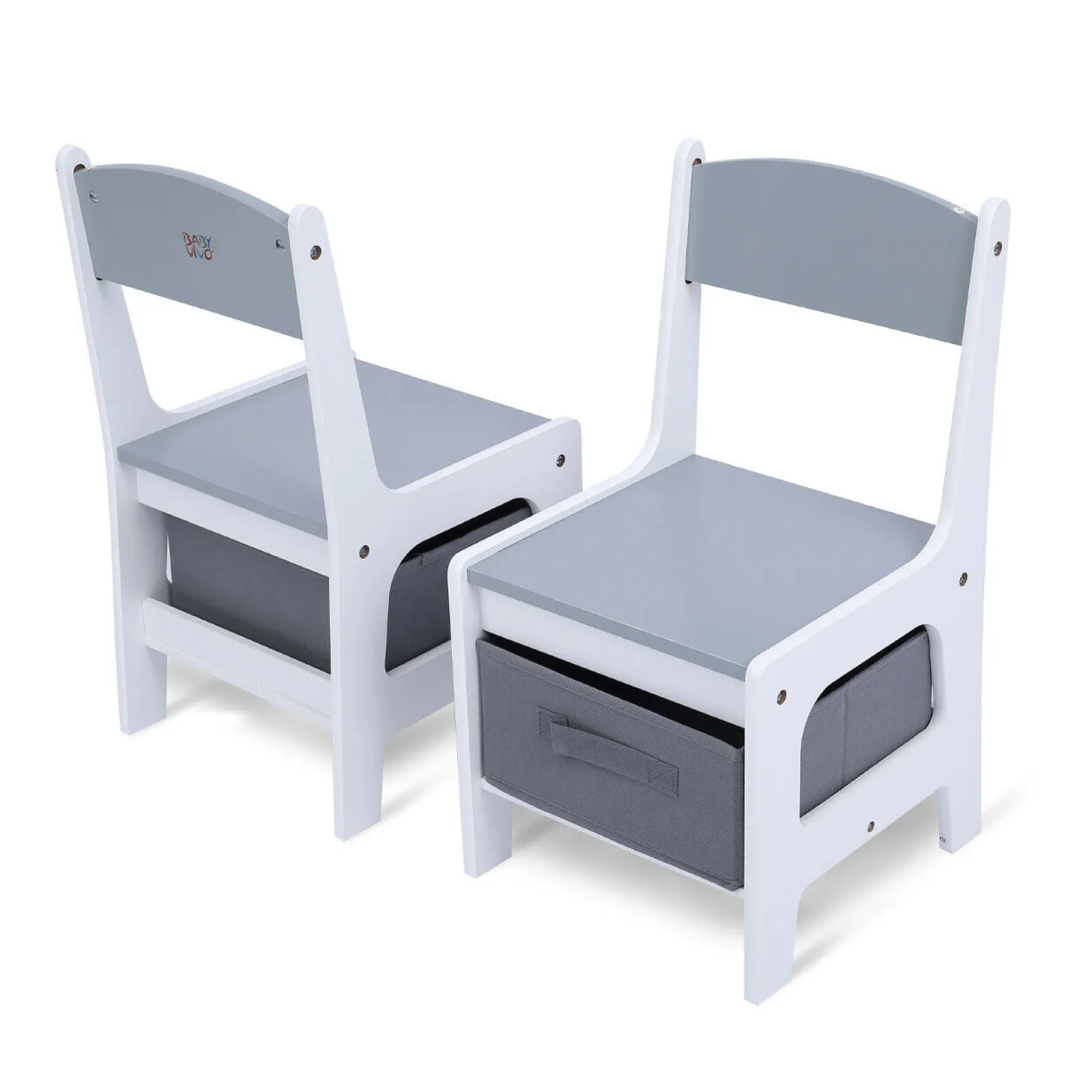 Little Helper Table & Chairs (wooden) | Kids 3-in-1 Table & Chairs | Reversible Top | Blackboard | Whiteboard Grey with Storage Drawers