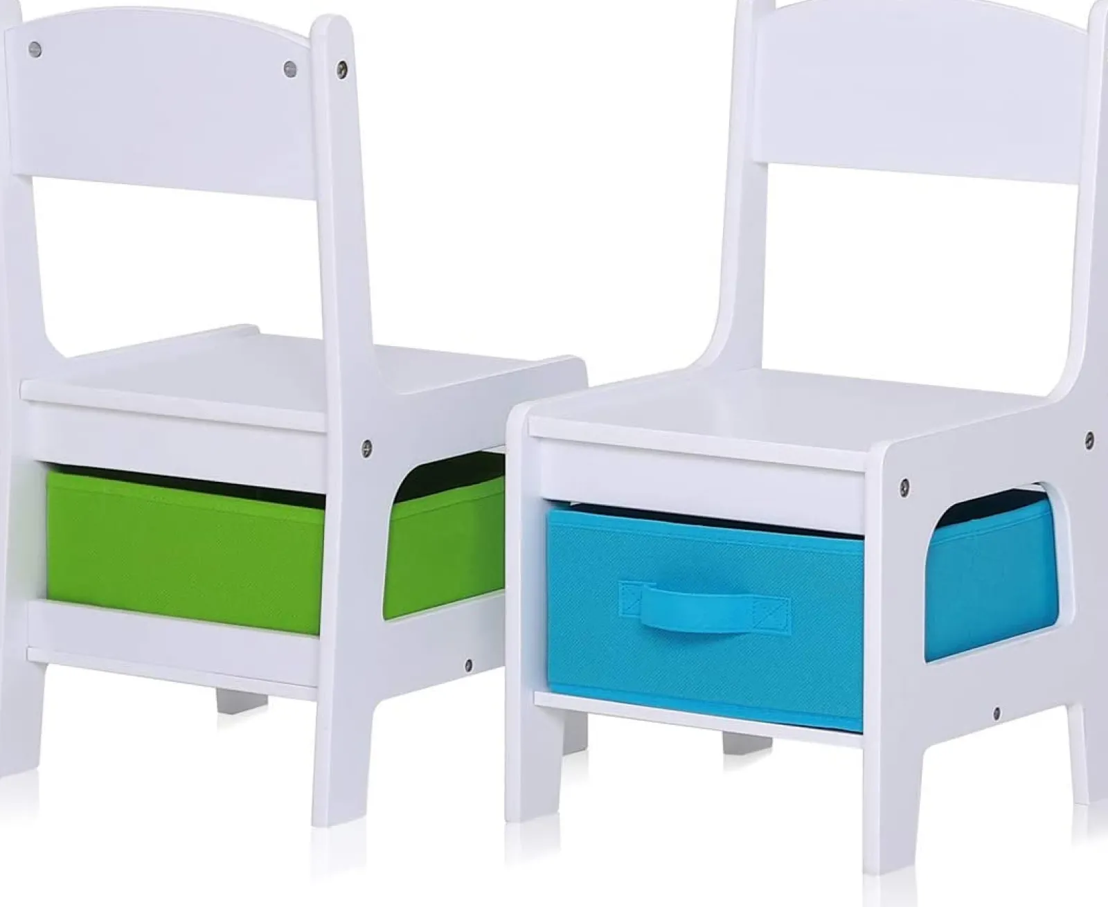 Little Helper Table & Chairs (wooden) | Kids 3-in-1 Wooden Table & Chairs | Reversible Top | Blackboard | Storage Drawers