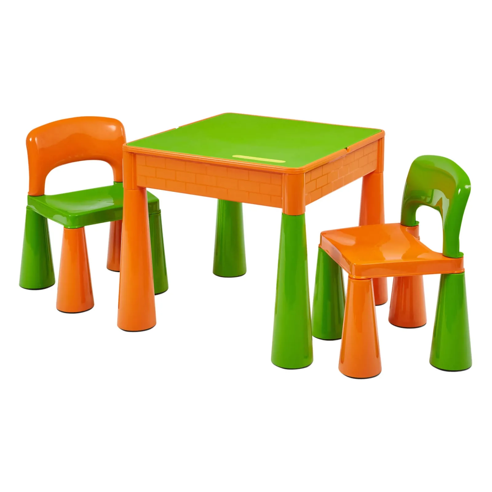 Little Helper Sand & Water Table & Sandpits & Mud Kitchens | Table & Chairs (plastic) | Kid's Indoor | Outdoor Multipurpose Plastic Table & 2 Chairs Set | Lego Board | Sand & Water Pit | Orange & Green