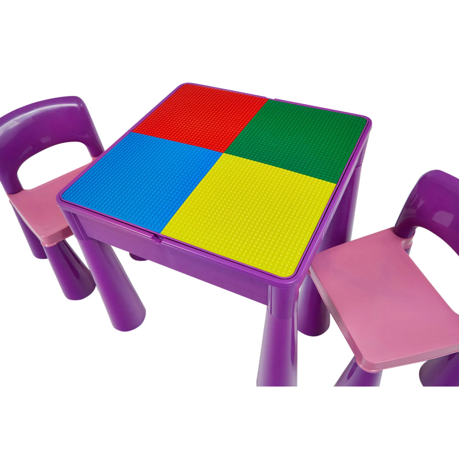 Little Helper Sand & Water Table & Sandpits & Mud Kitchens | Table & Chairs (plastic) | Kid's Indoor | Outdoor Multipurpose Plastic Table & 2 Chairs Set | Lego Board | Sand & Water Pit | Violet