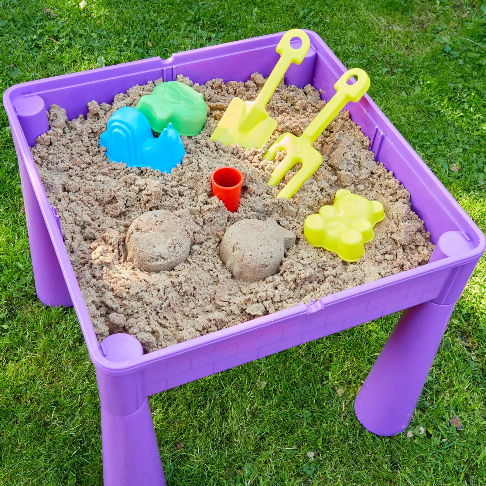 Little Helper Sand & Water Table & Sandpits & Mud Kitchens | Table & Chairs (plastic) | Kid's Indoor | Outdoor Multipurpose Plastic Table & 2 Chairs Set | Lego Board | Sand & Water Pit | Violet