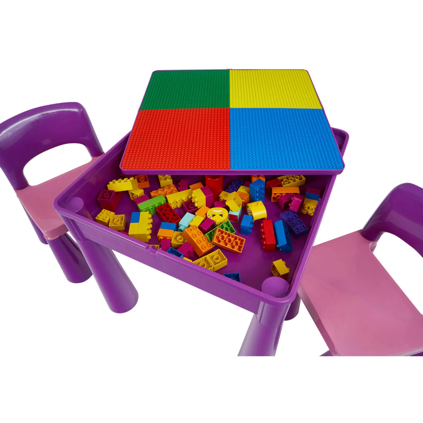 Little Helper Sand & Water Table & Sandpits & Mud Kitchens | Table & Chairs (plastic) | Kid's Indoor | Outdoor Multipurpose Plastic Table & 2 Chairs Set | Lego Board | Sand & Water Pit | Violet