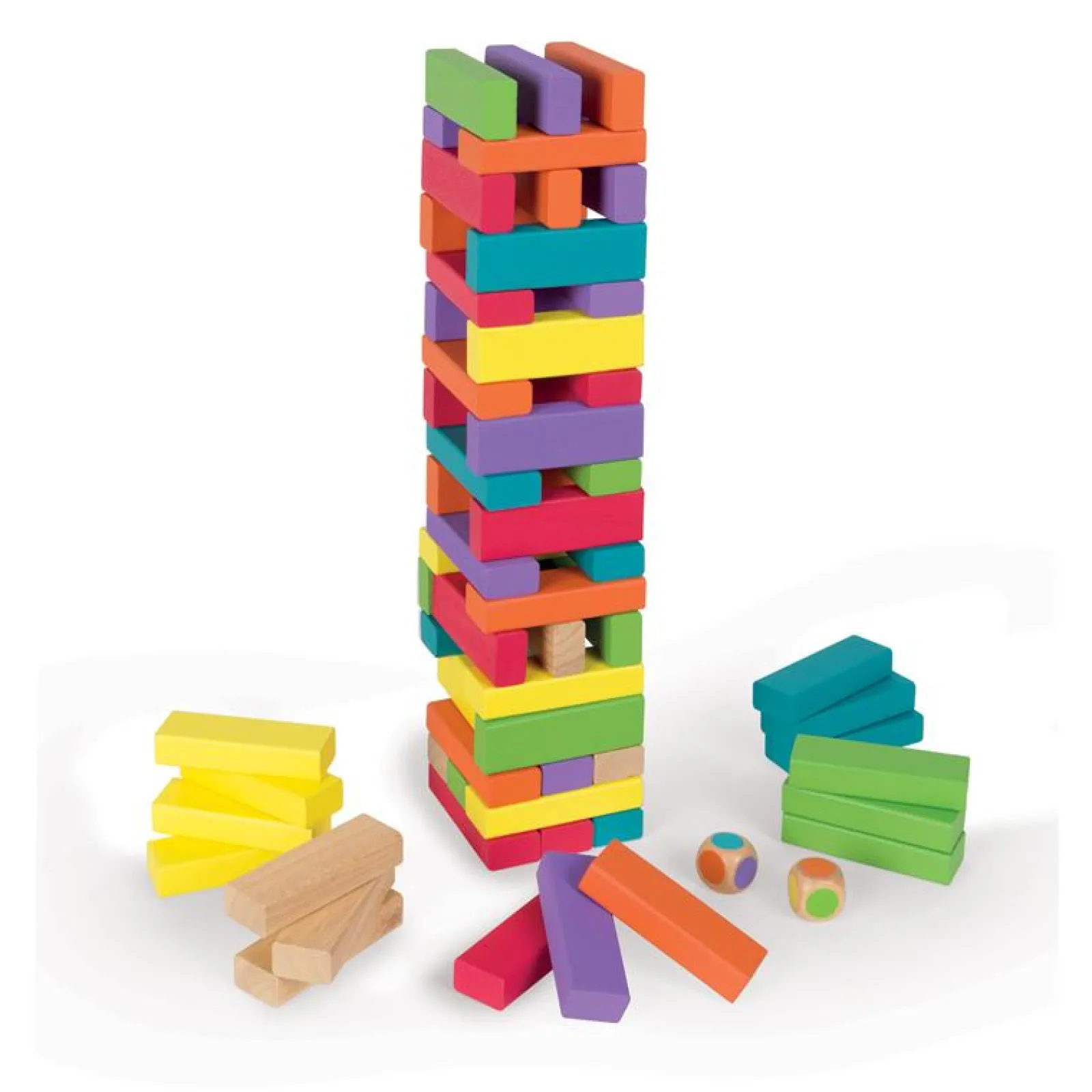 Little Helper Wooden Toys & Educational Toys | Baby Gifts | Kids Jenga | Montessori Wooden Block Tower Game | Eco Hardwood | Bright Colours | 3 Years+