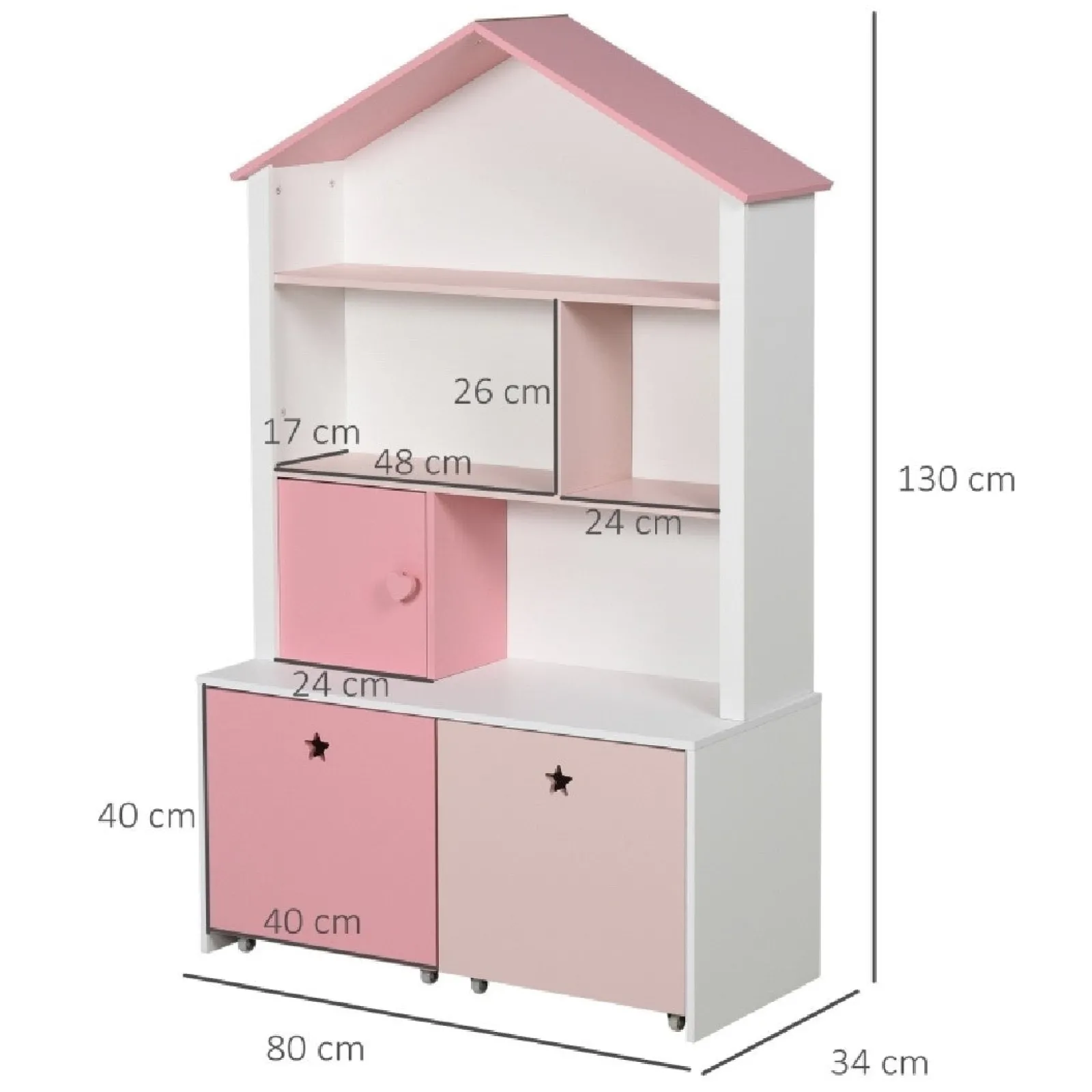Little Helper Toy Storage Units | Toy Storage Units | Kids Large Bookshelf | Kids Bookcase with Drawers | Toy Storage | Pink & White | 3 Years+