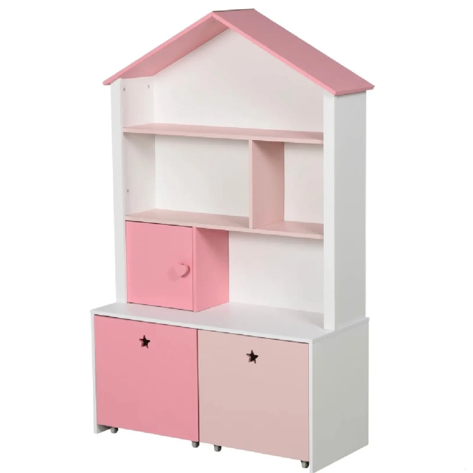 Little Helper Toy Storage Units | Toy Storage Units | Kids Large Bookshelf | Kids Bookcase with Drawers | Toy Storage | Pink & White | 3 Years+