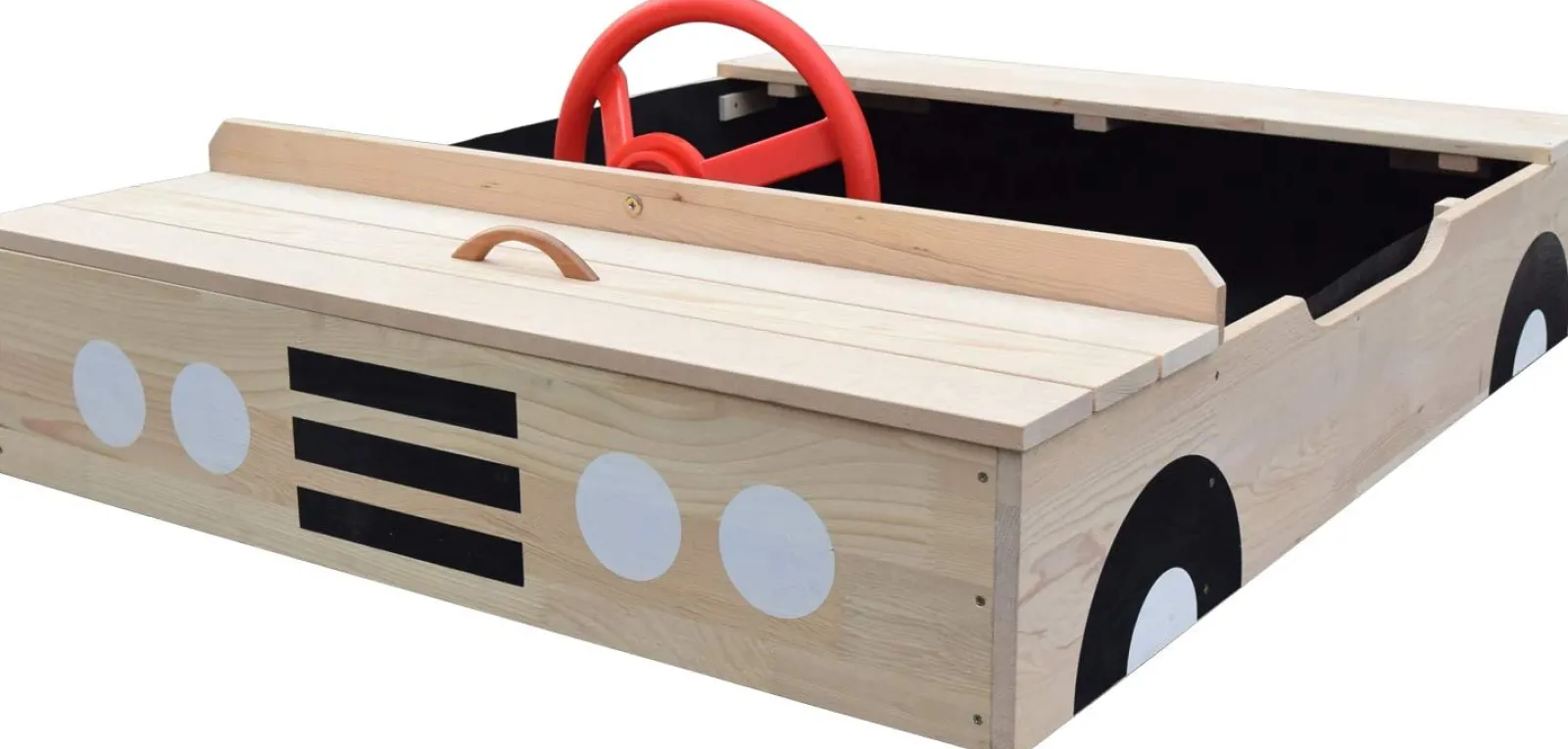 Little Helper Sand & Water Table & Sandpits & Mud Kitchens | Kids Large Eco Wooden Pre-Treated Car Sandpit with Cover | 1.15m Long | 12m+
