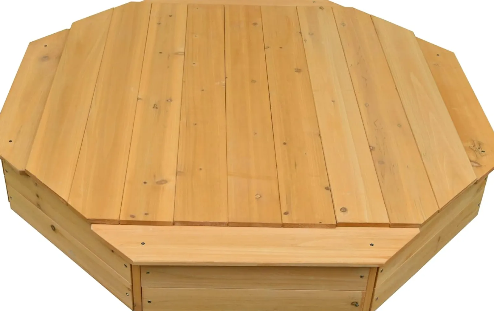 Little Helper Sand & Water Table & Sandpits & Mud Kitchens | Kids Large Hexagonal Eco Timber Wooden Sandpit with Wooden Lid Cover | 1.3m diameter