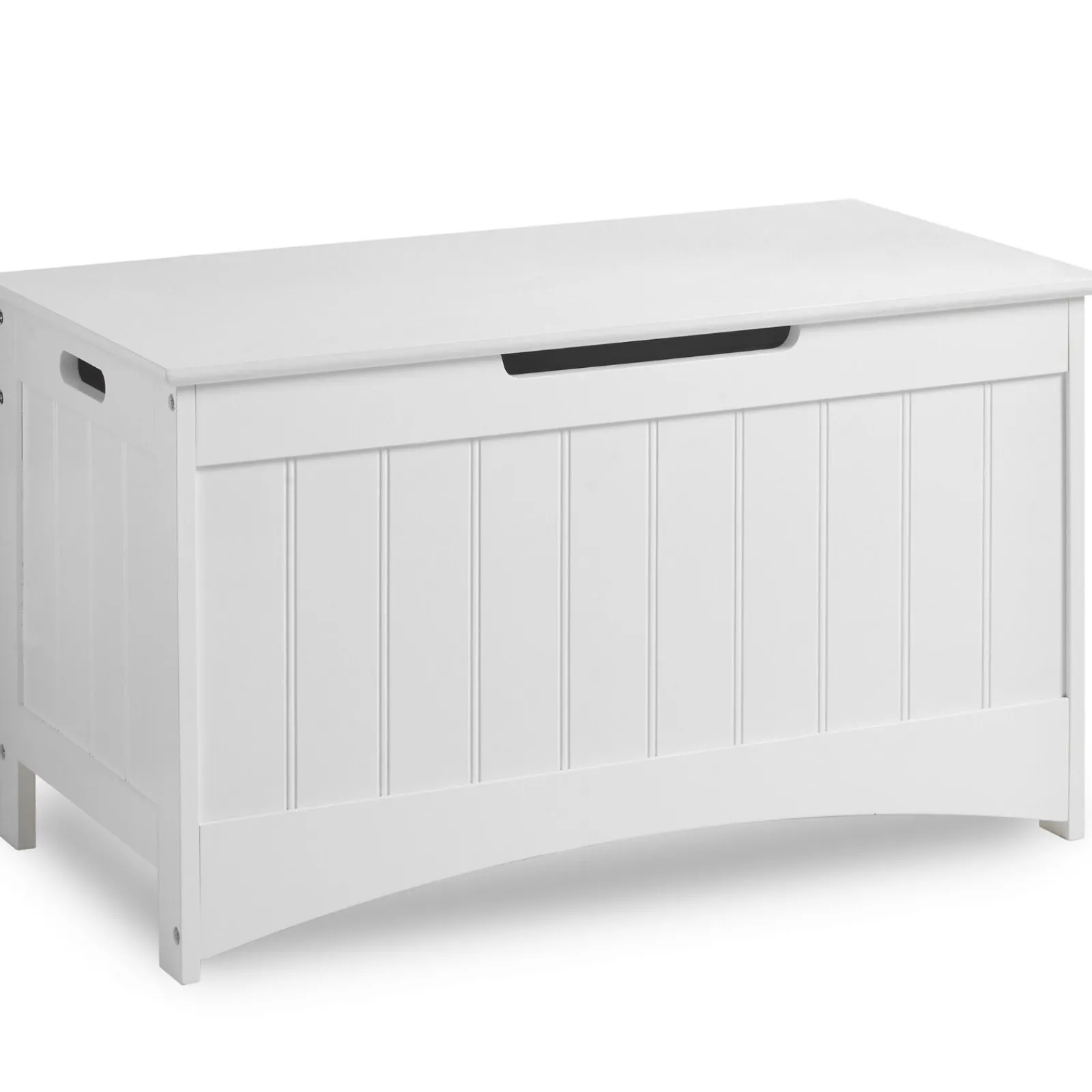 Little Helper Toy Box & Blanket Box | Toy Box & Blanket Box | Kids Large Wooden Toy Box with Slow Release Hinge | Ottoman | Blanket Box | White | 80cm long