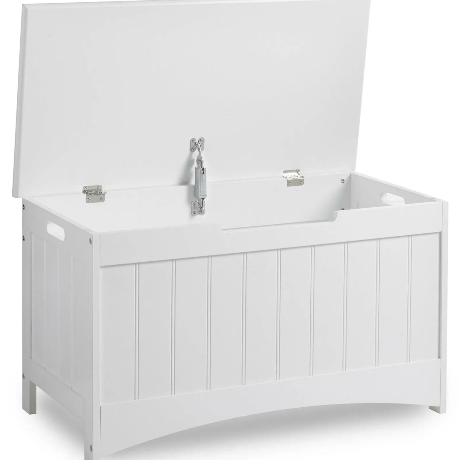Little Helper Toy Box & Blanket Box | Toy Box & Blanket Box | Kids Large Wooden Toy Box with Slow Release Hinge | Ottoman | Blanket Box | White | 80cm long